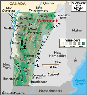 Southern Vermont State Parks Map