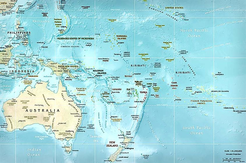 simple map of oceania