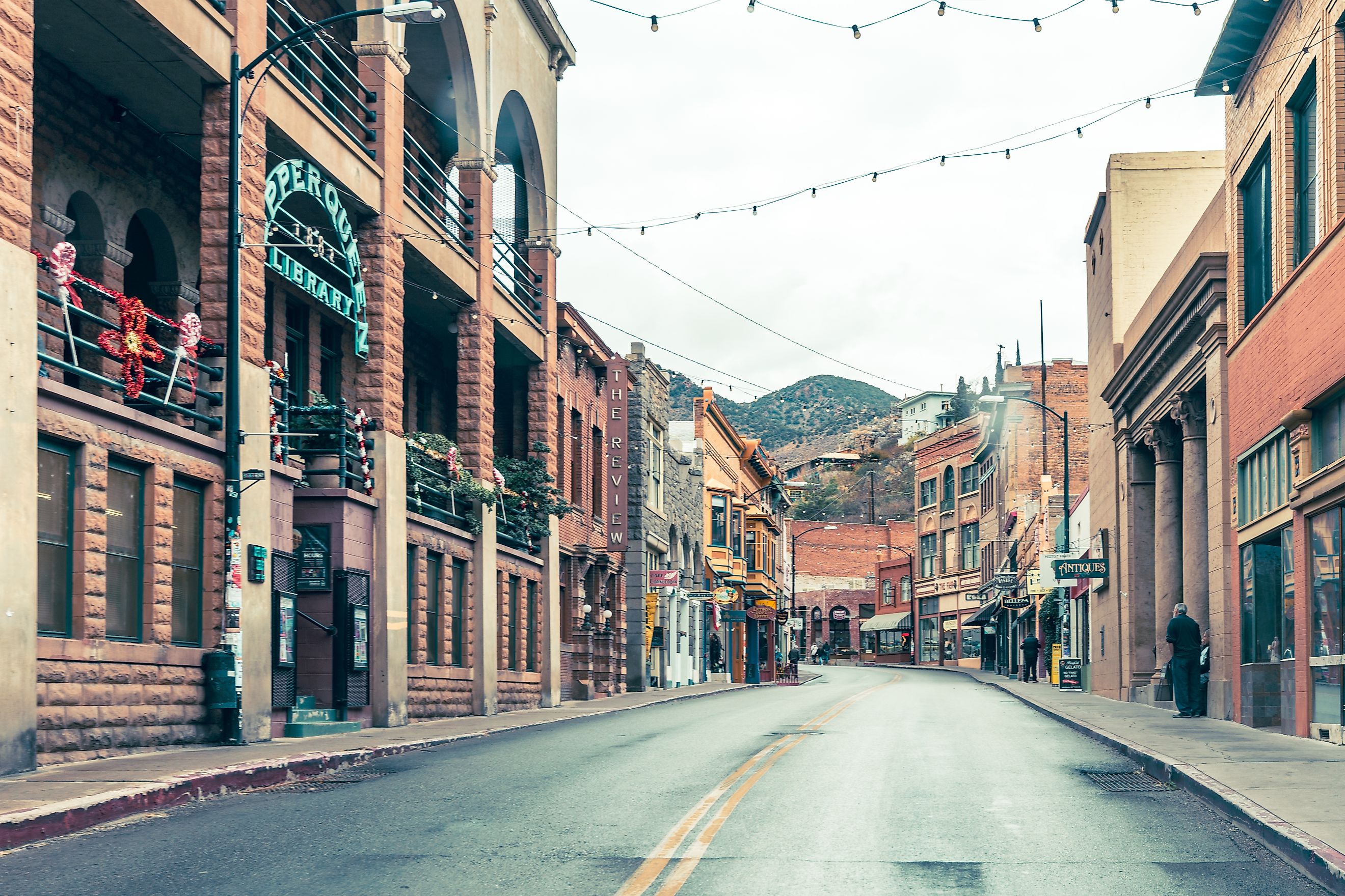 Downtown Bisbee located in the Mule Mountains, is a former mining town is a popular tourist destination. Editorial credit: melissamn / Shutterstock.com