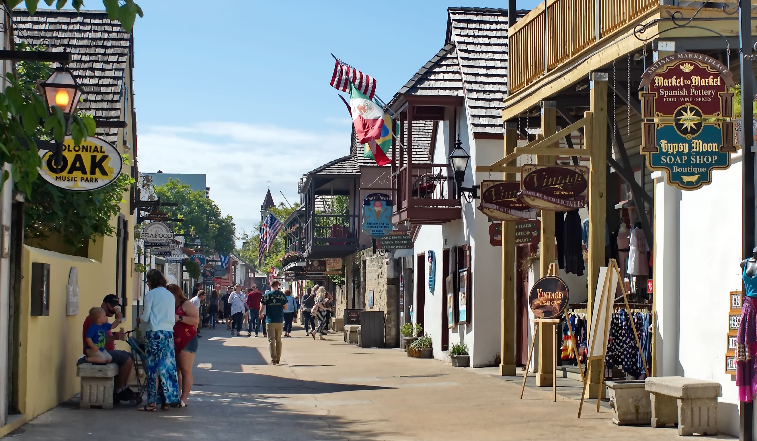 Tourists on St George Street, in St. Augustine. Editorial credit: Angela N Perryman / Shutterstock.com