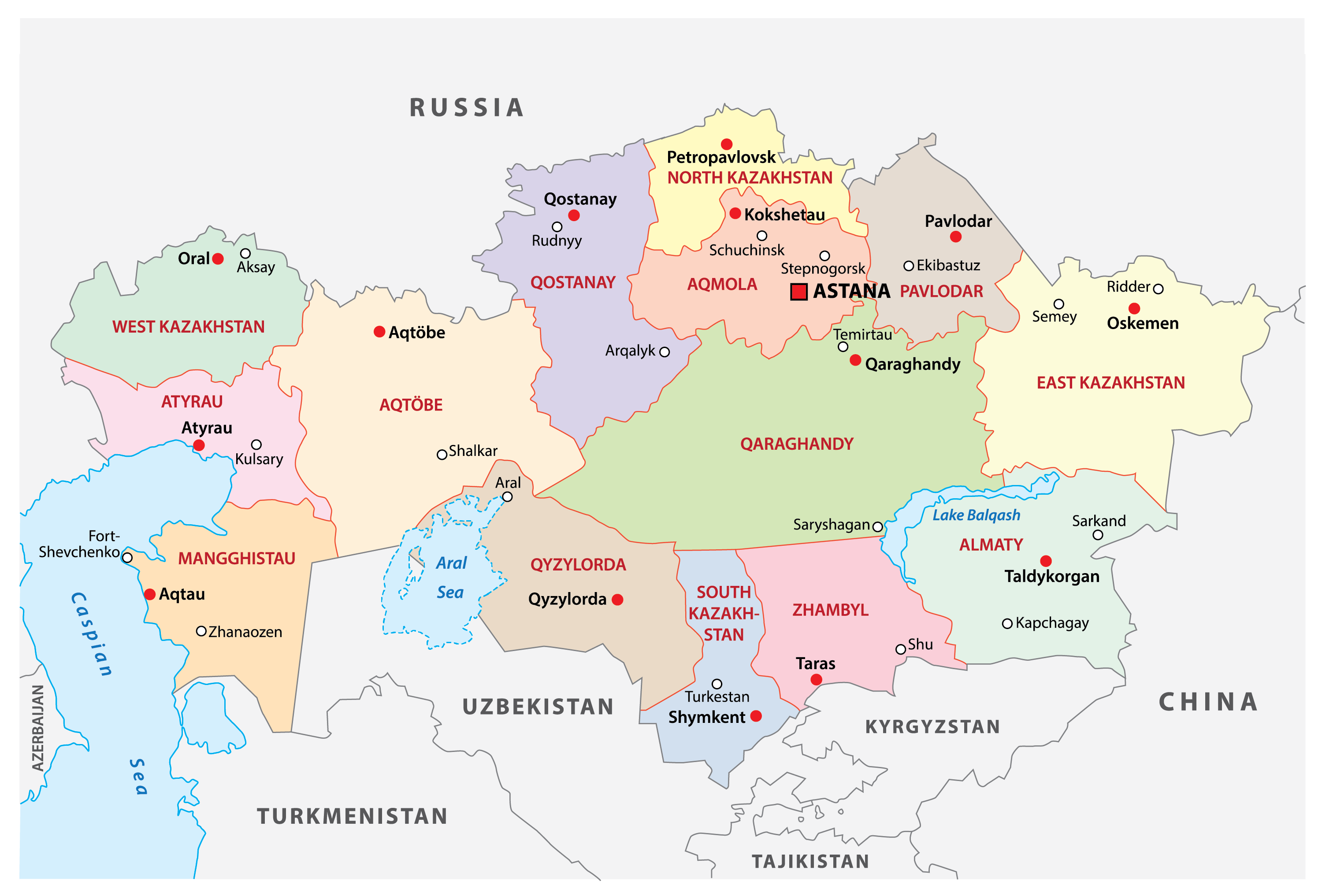 Карта казахстана областям - фото