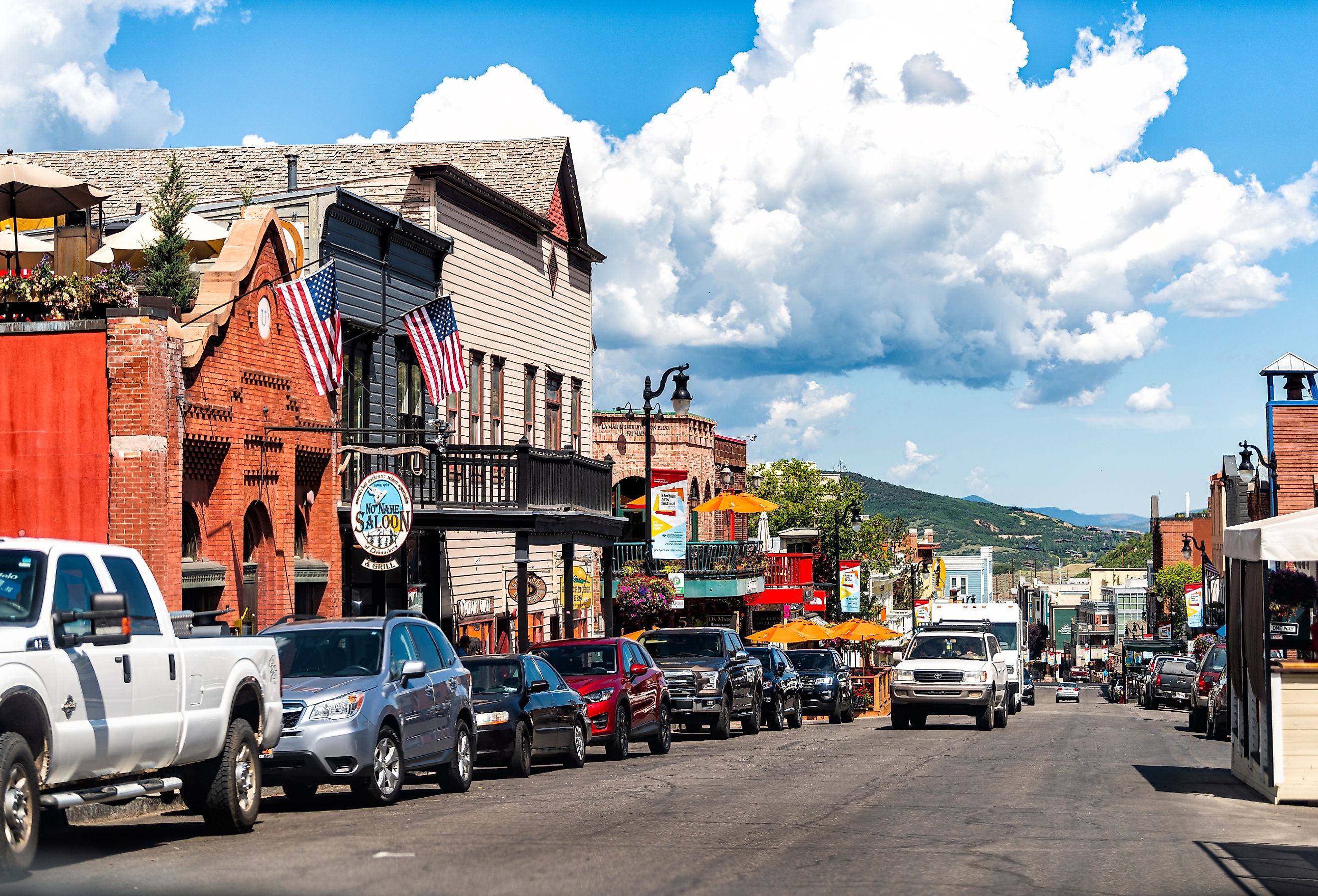 Downtown colorful historic buildings and cars in summer, in Park City, Utah. Image credit Kristi Blokhin via Shutterstock