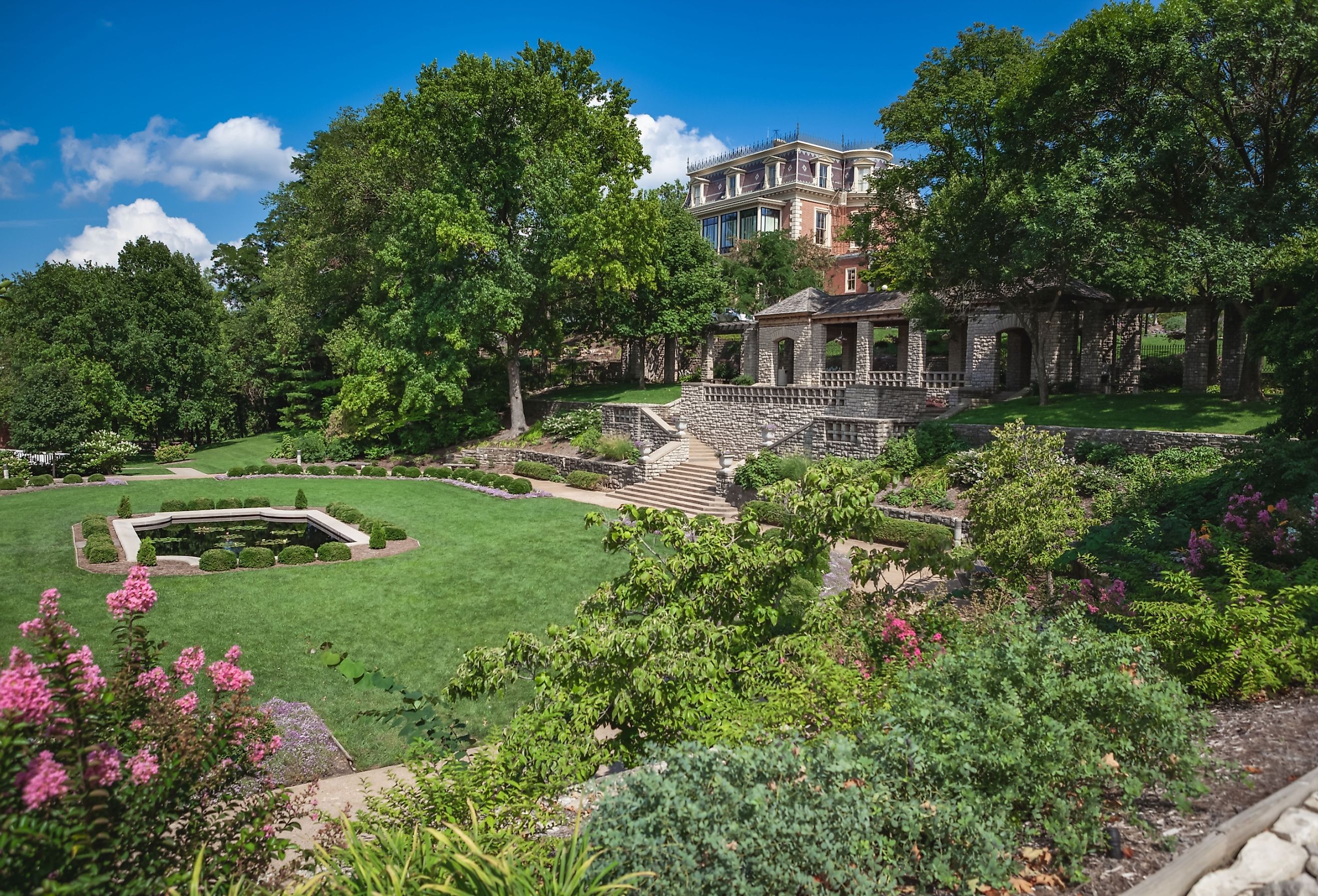 Carnahan Memorial Garden at the rear of the Missouri Governor's mansion in the Missouri State Capitol Historic District in Jefferson City, Missouri. Image credit eurobanks via Shutterstock.