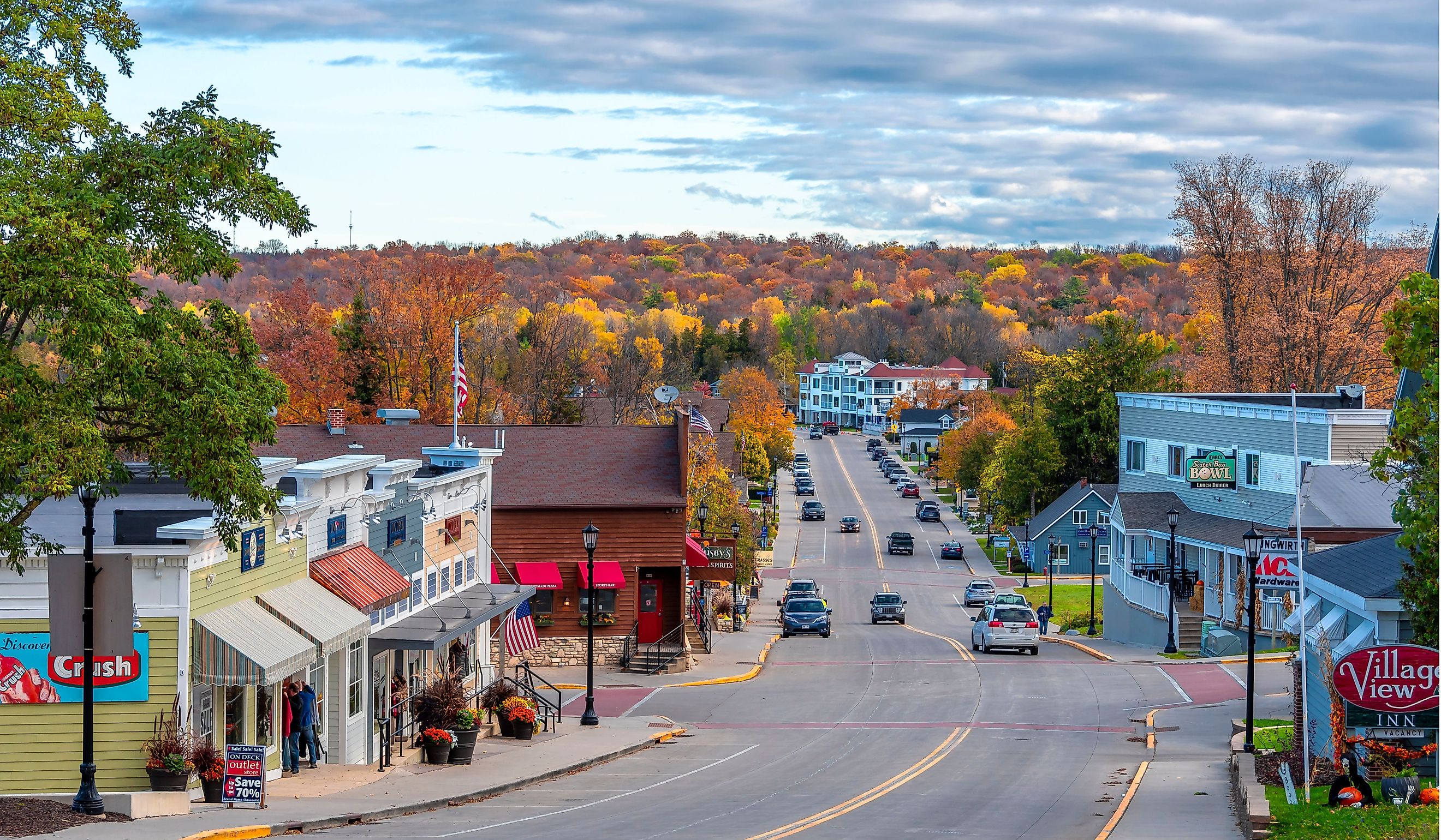 Sister Bay Town street view in Door County of Wisconsin. Editorial credit: Nejdet Duzen / Shutterstock.com