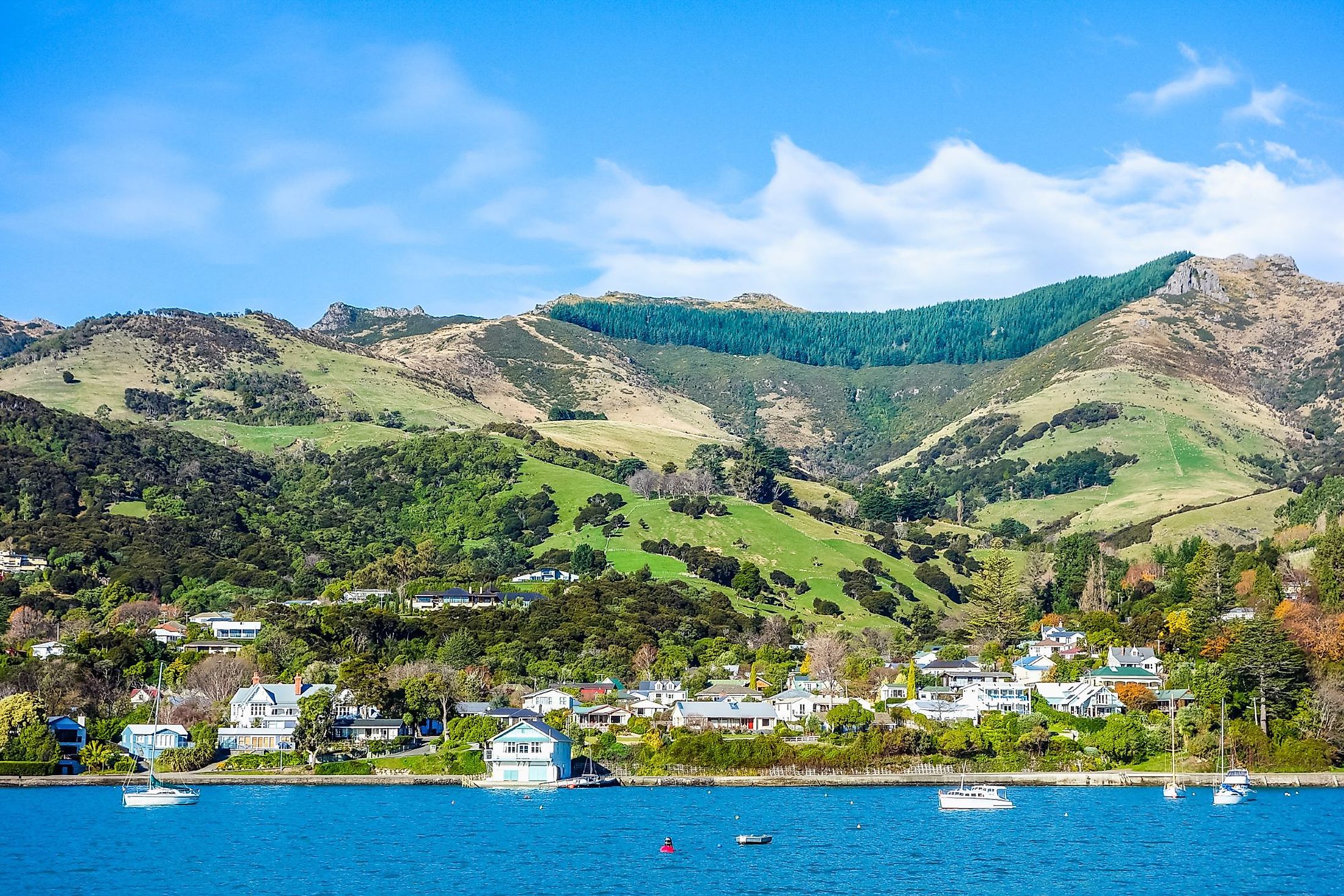 High Dynamic Range Bay and Harbor in Akaroa, New Zealand. 