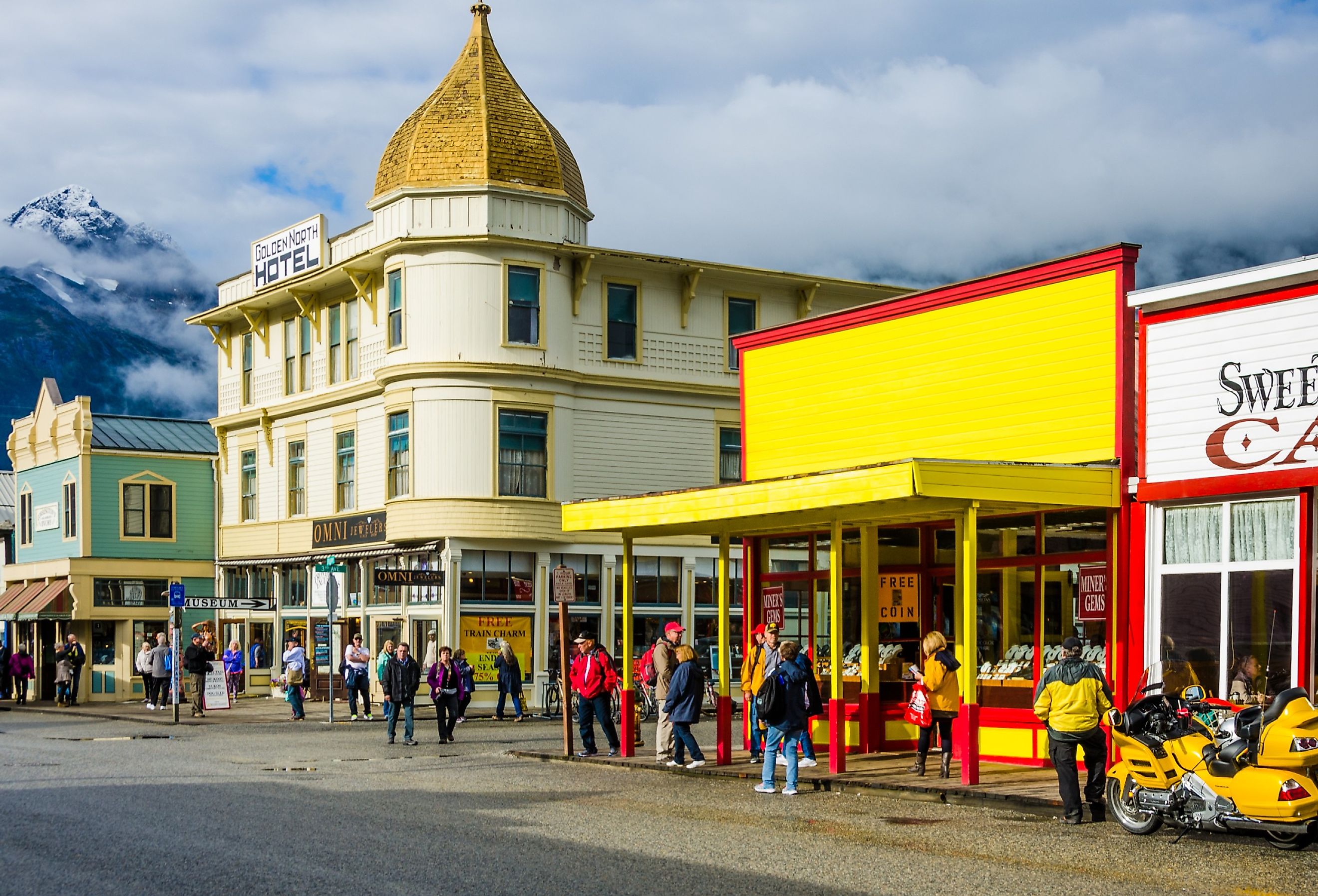 Colorful storefronts line Skagway, Alaska. Image credit lembi via Shutterstock