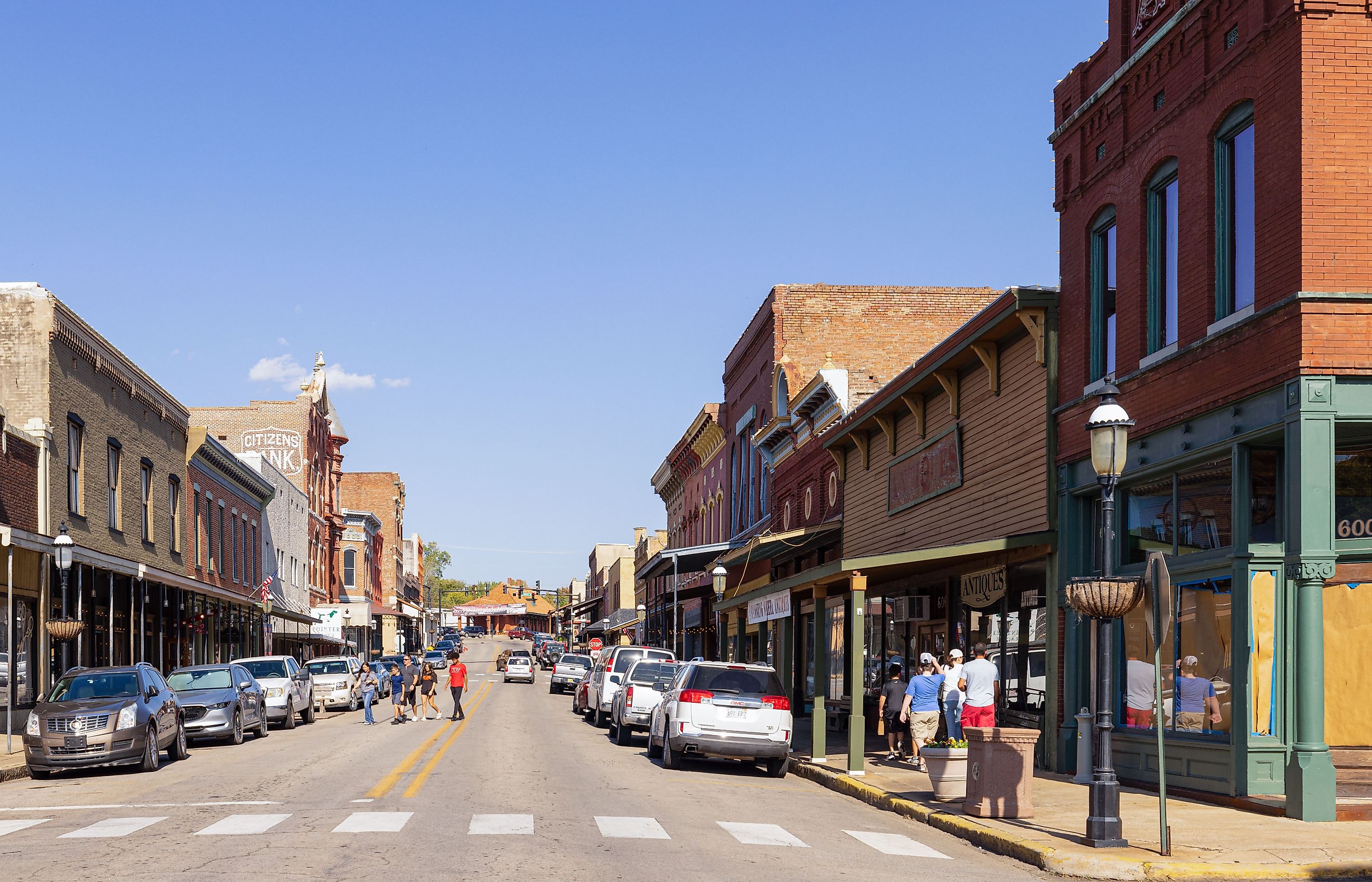 The old business district on Main Street in Van Buren, Arkansas. Editorial credit: Roberto Galan / Shutterstock.com