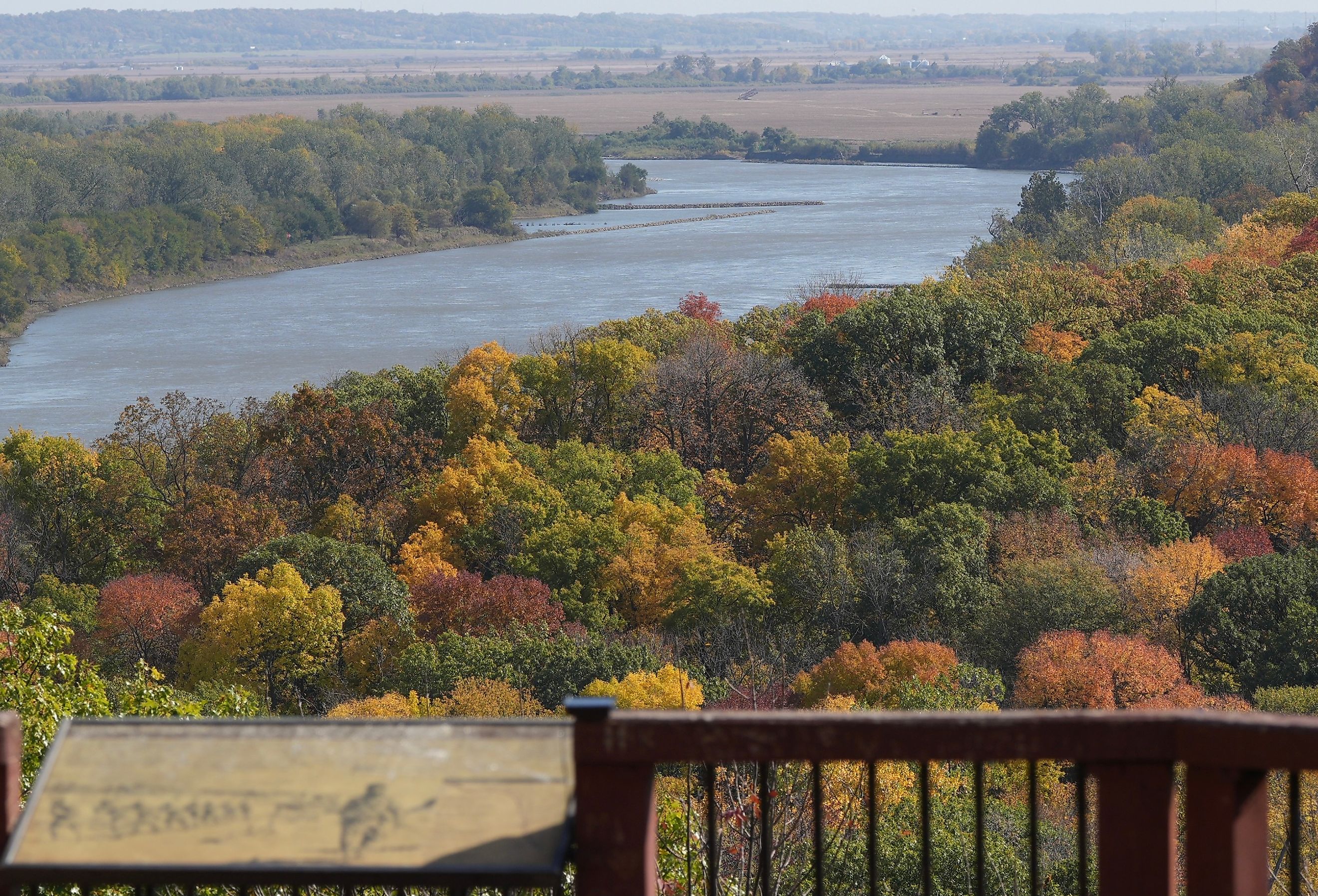 Fall view from a look out at Indian Cave State Park.