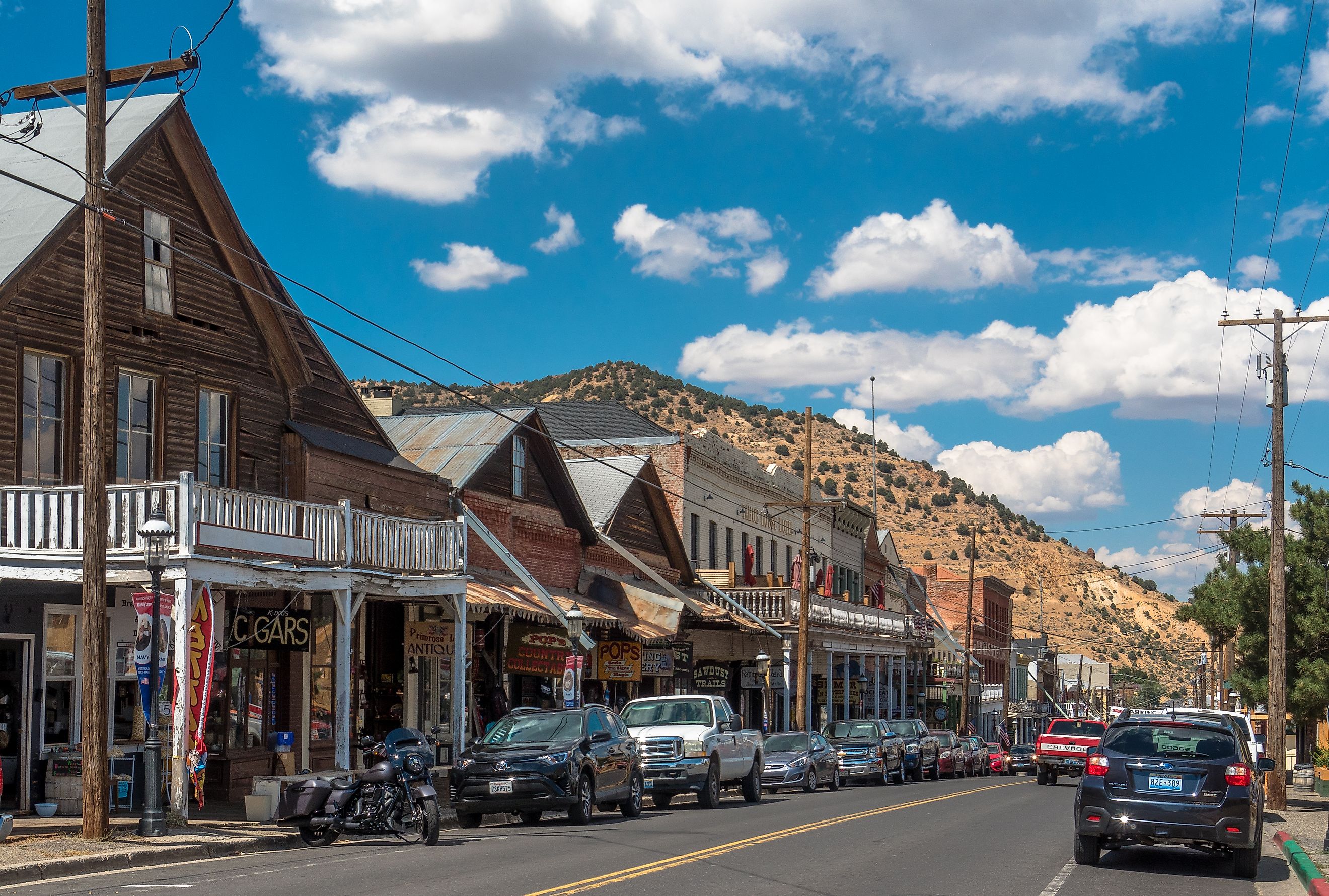 Historic wooden buildings along Main Street in Virginia City, Nevada. Editorial credit: M. Vinuesa / Shutterstock.com