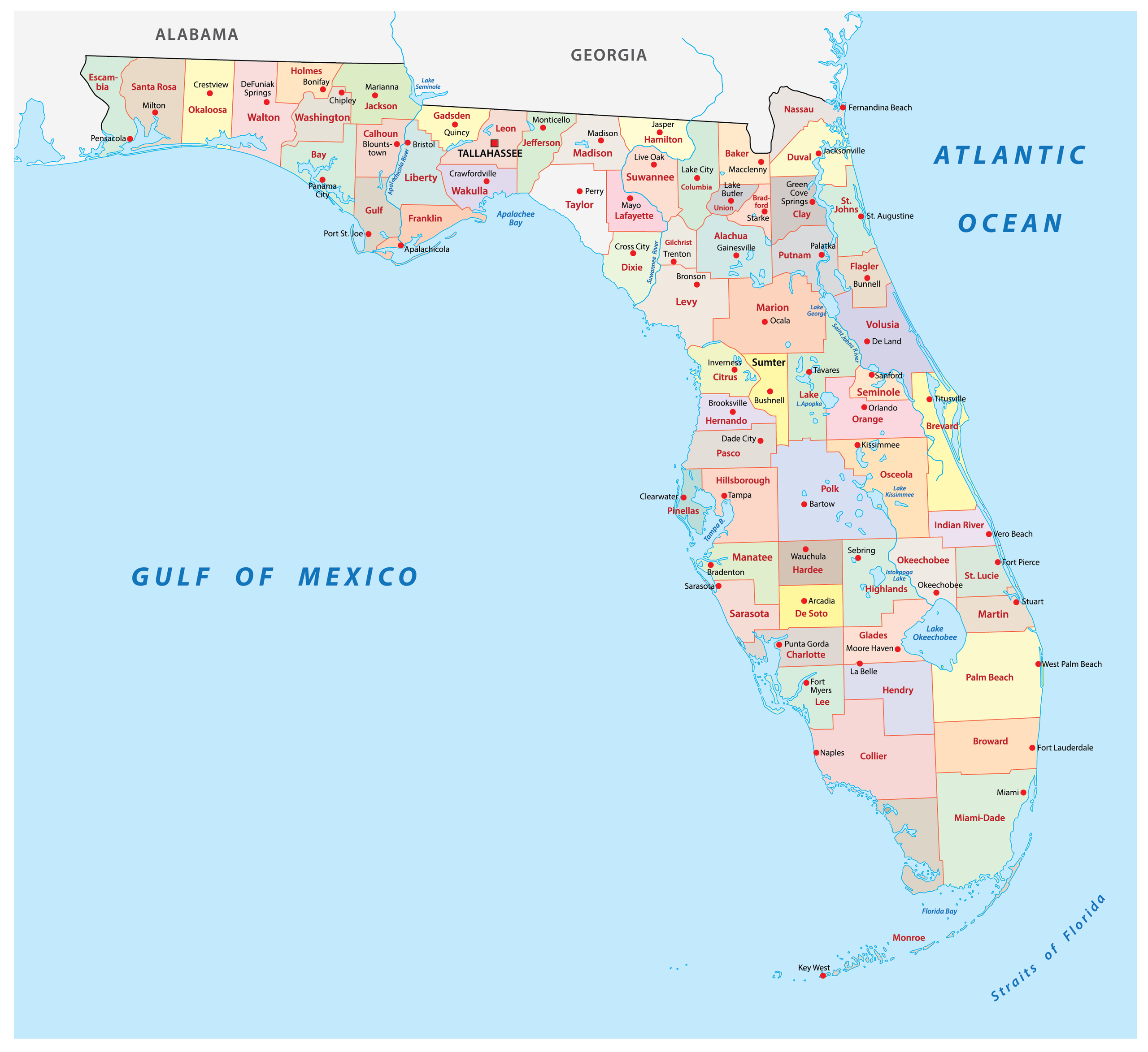 A Political Map Of Florida - United States Map