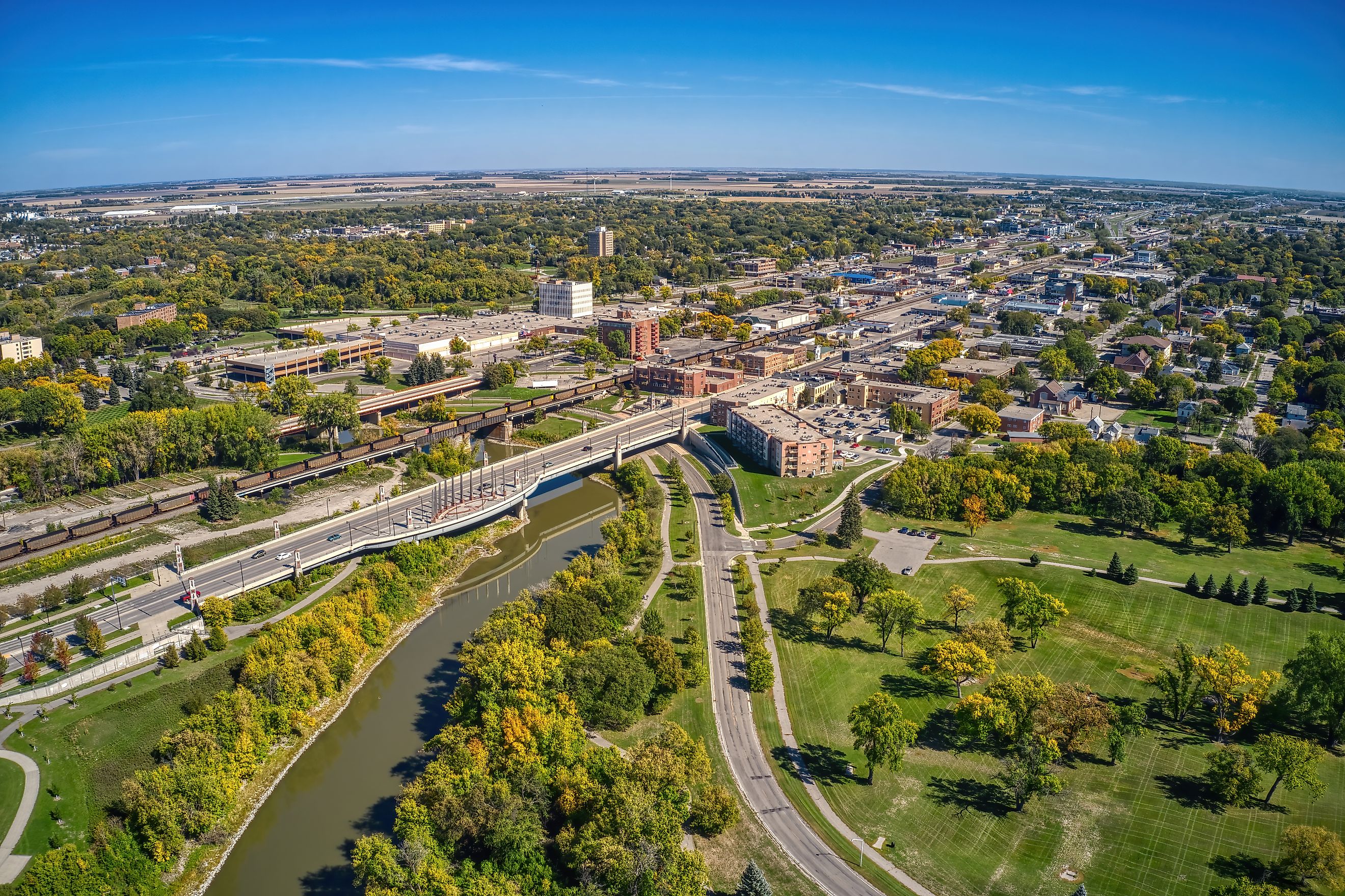 Aerial view of Moorhead in Minnesota.