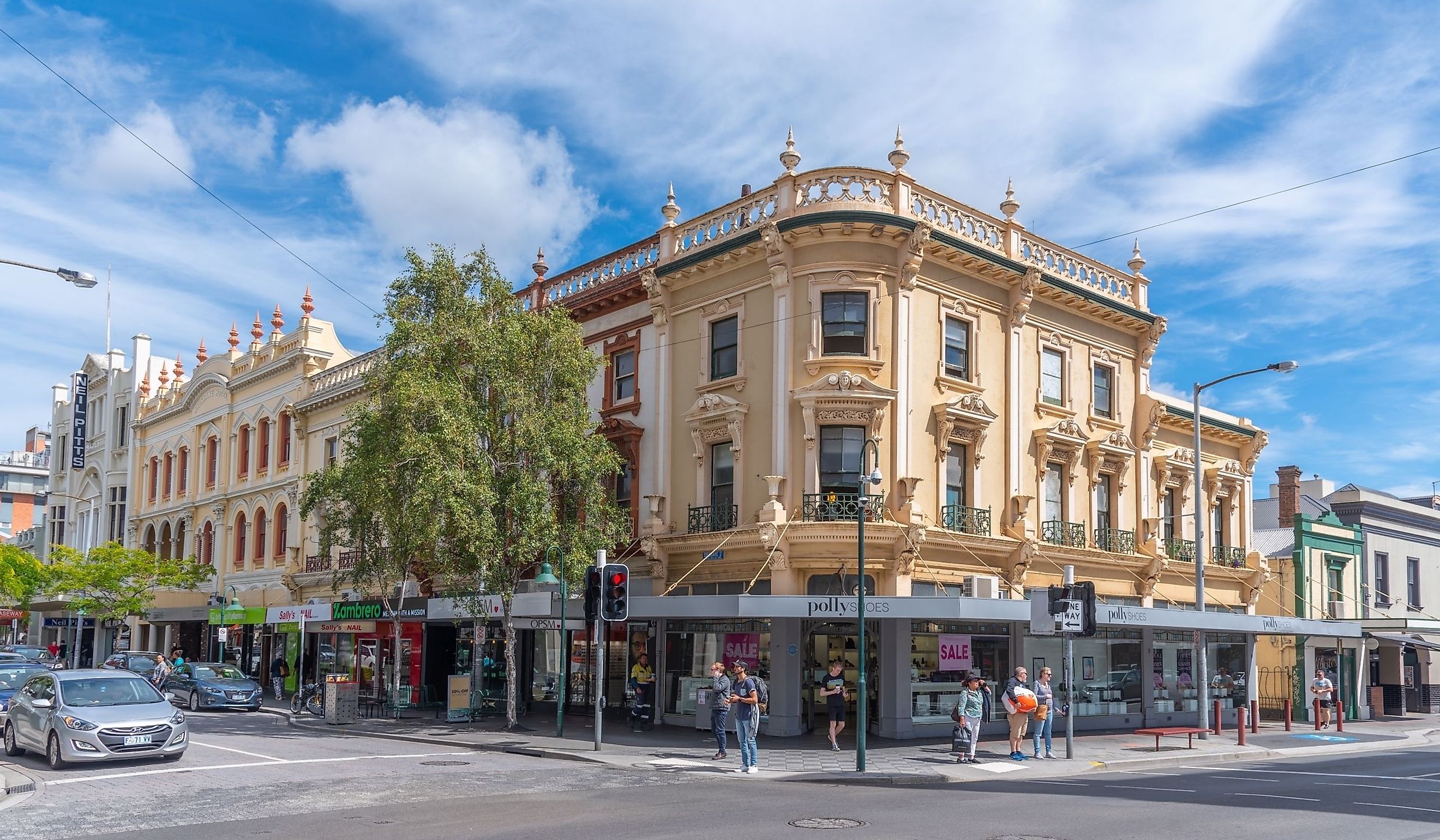 People are passing through the city center of Launceston, Australia. Editorial credit: trabantos / Shutterstock.com