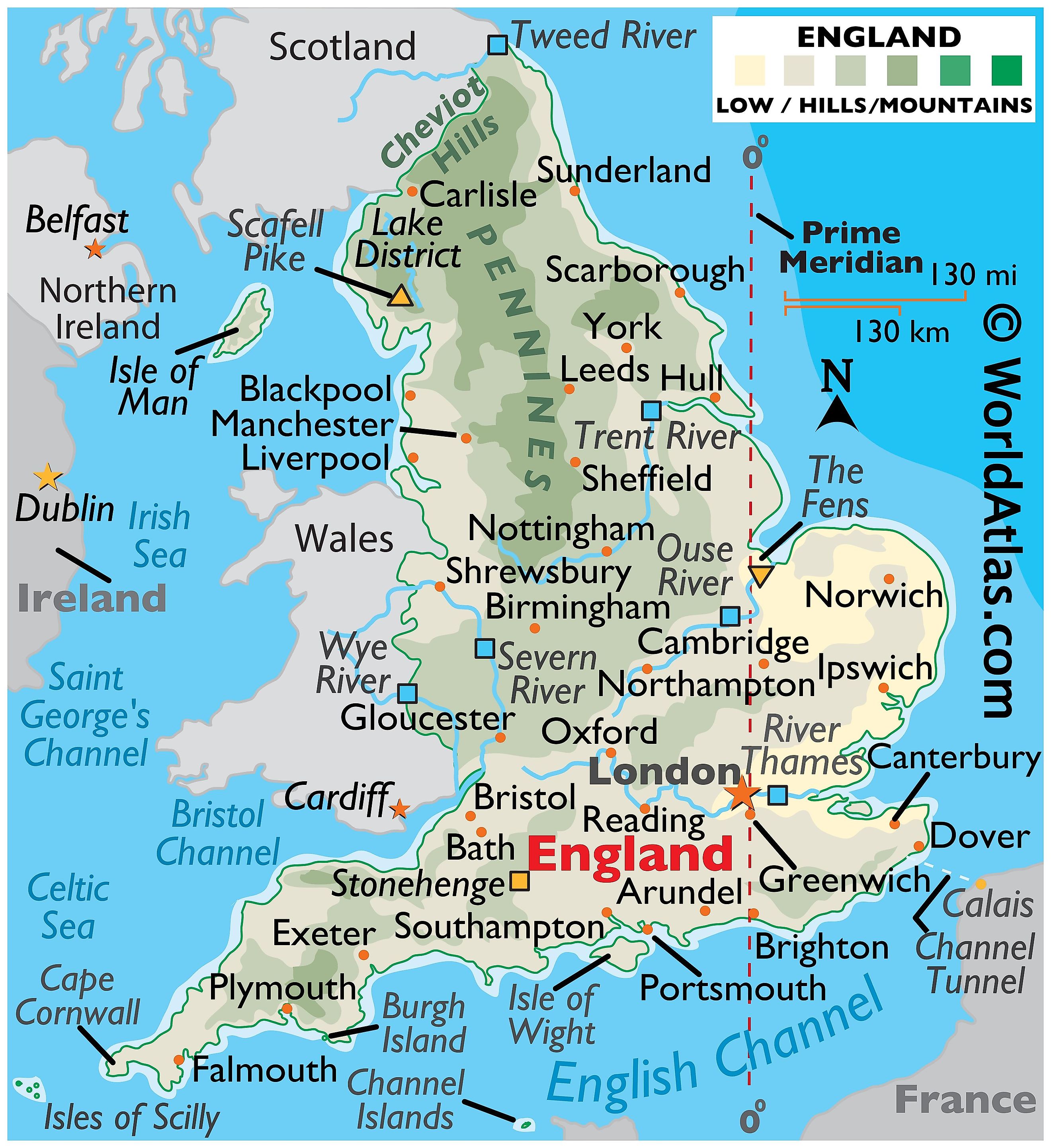 Physical Map Of Uk Including Rivers And Mountains England Maps & Facts - World Atlas