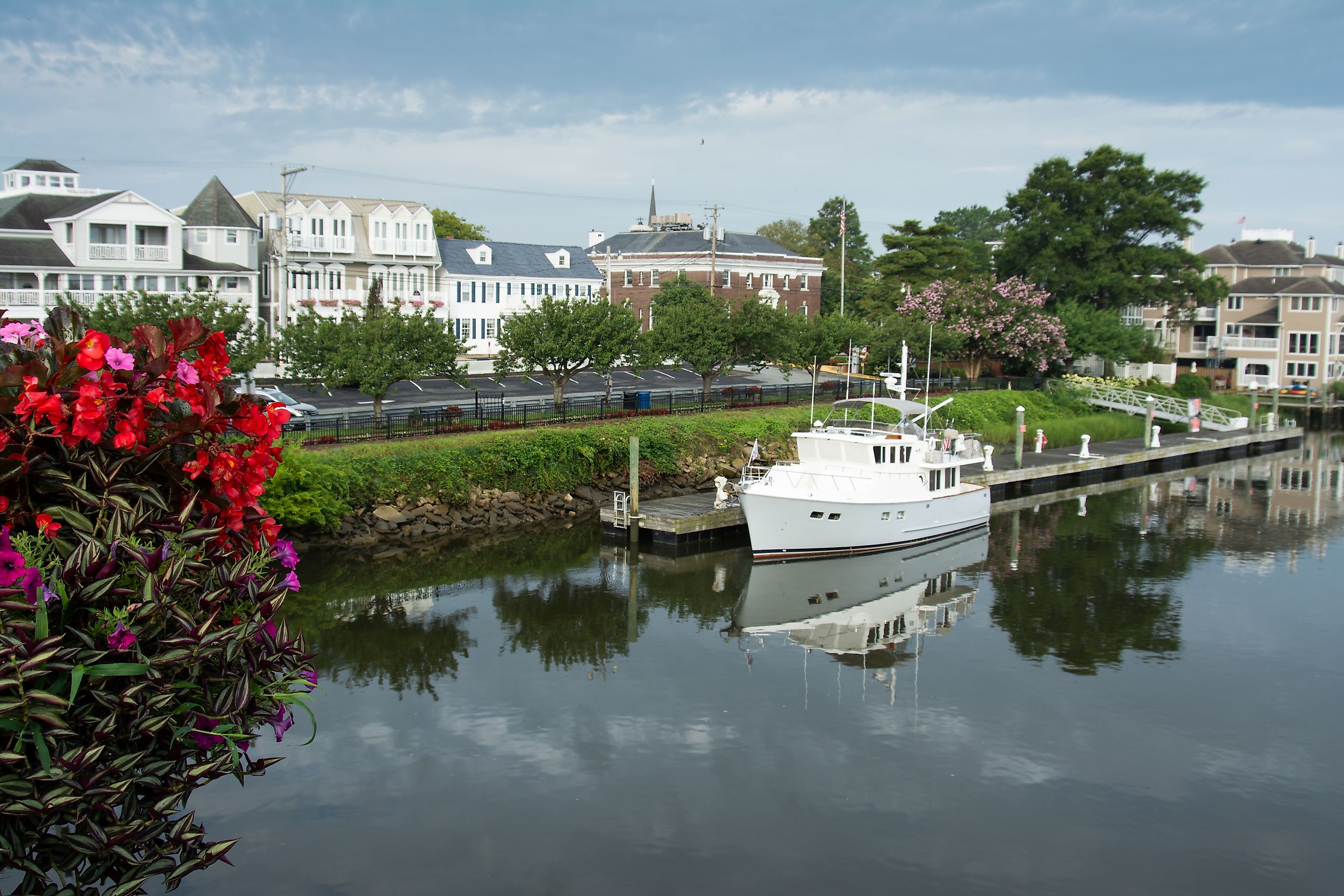 View of the waterfront and downtown area of Lewes, Delaware.