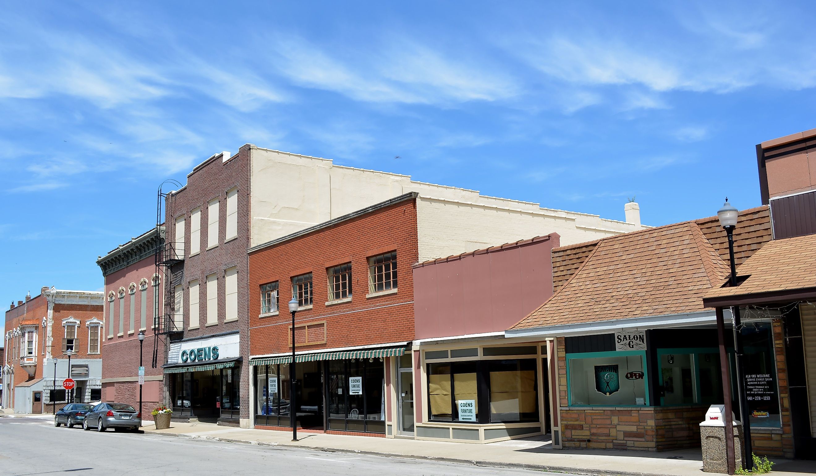 View of a section of downtown Creston, Iowa. Editorial credit: dustin77a / Shutterstock.com