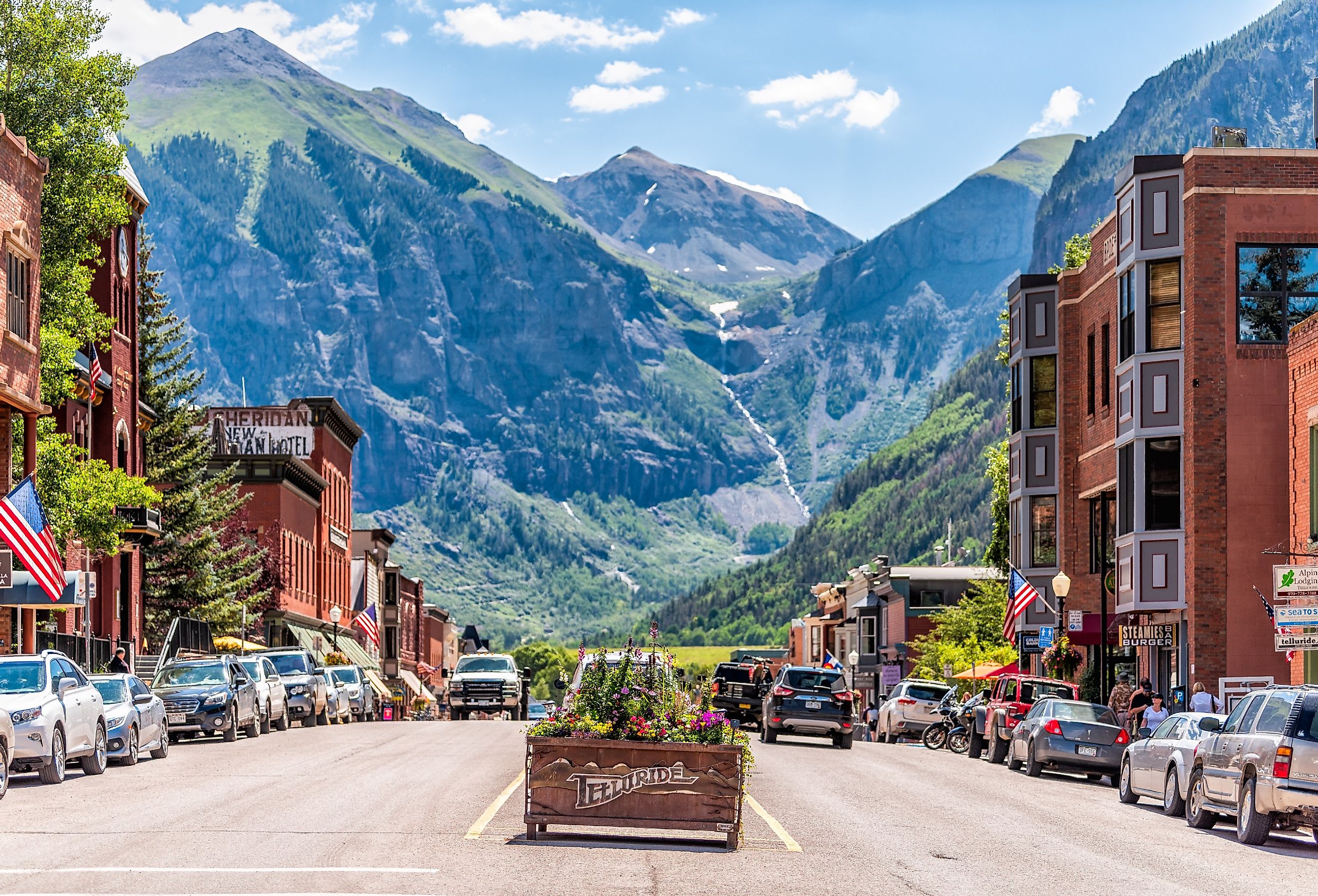 Downtown Telluride, Colorado in the spring.