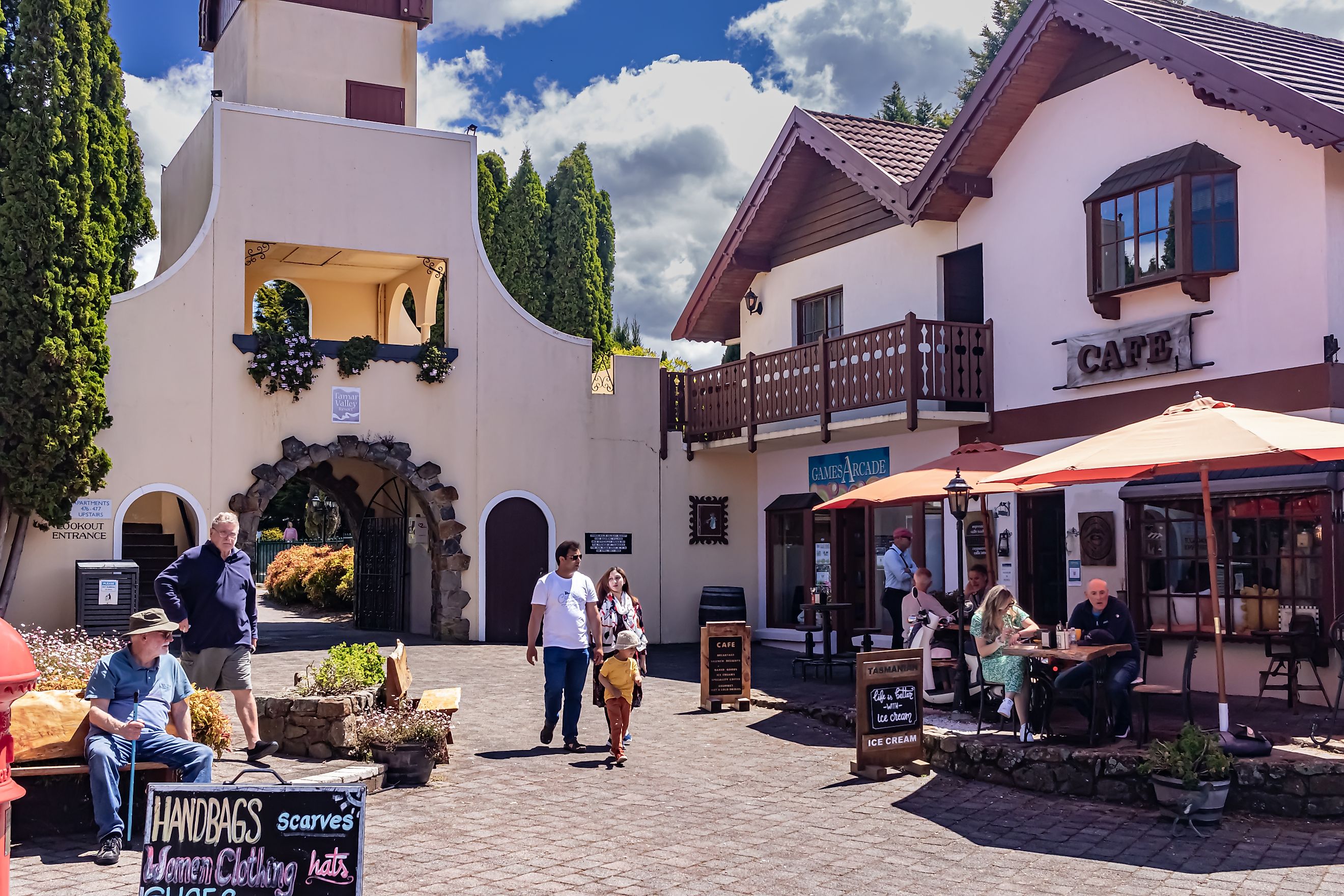 The Swiss-style village of Grindelwald in Tamar Valley, Tasmania, featuring charming alpine-inspired architecture. Editorial credit: Flexigav / Shutterstock.com