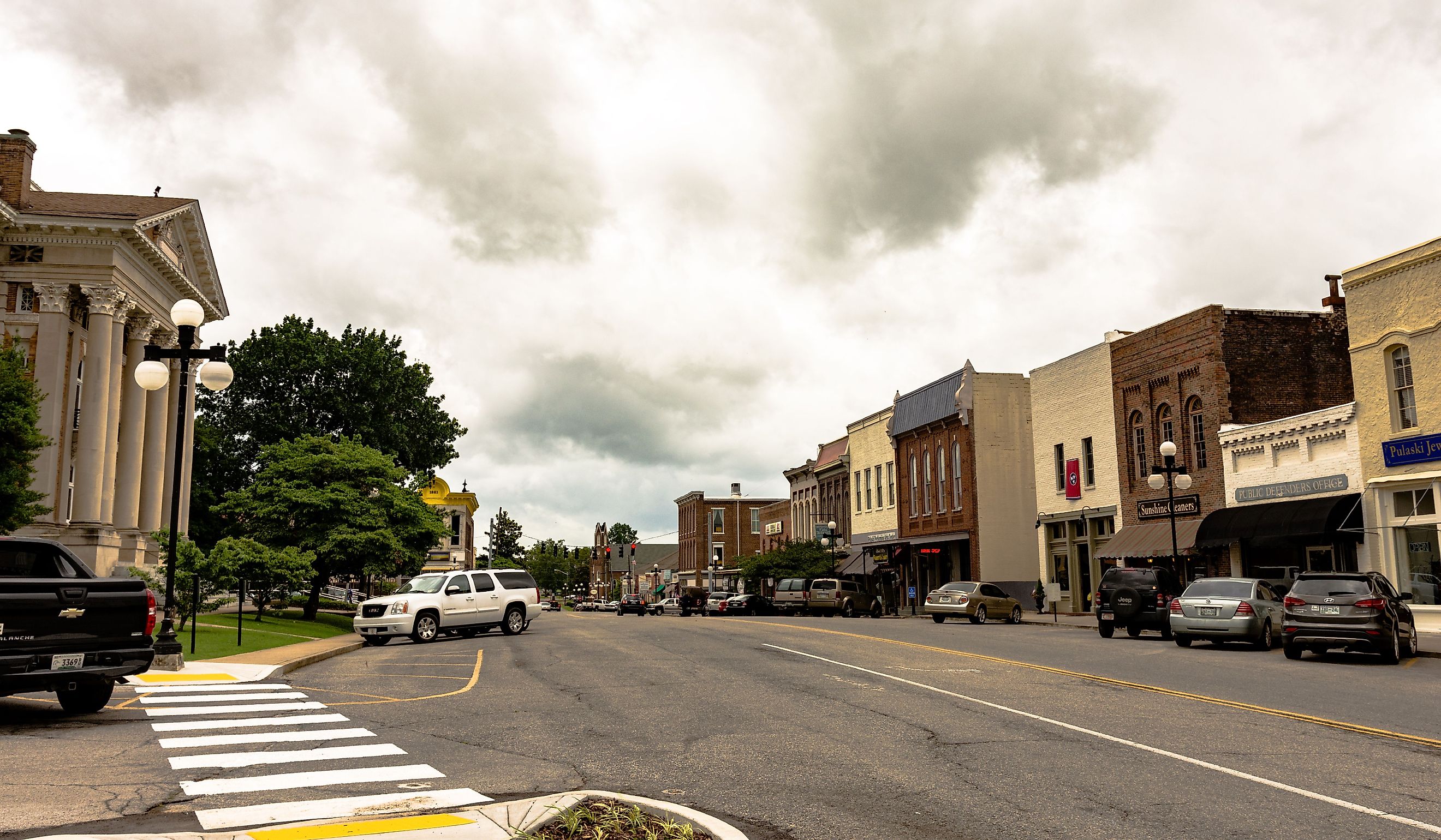 Historic downtown Pulaski, Tennessee a typical Appalachian small town. Editorial credit: JNix / Shutterstock.com