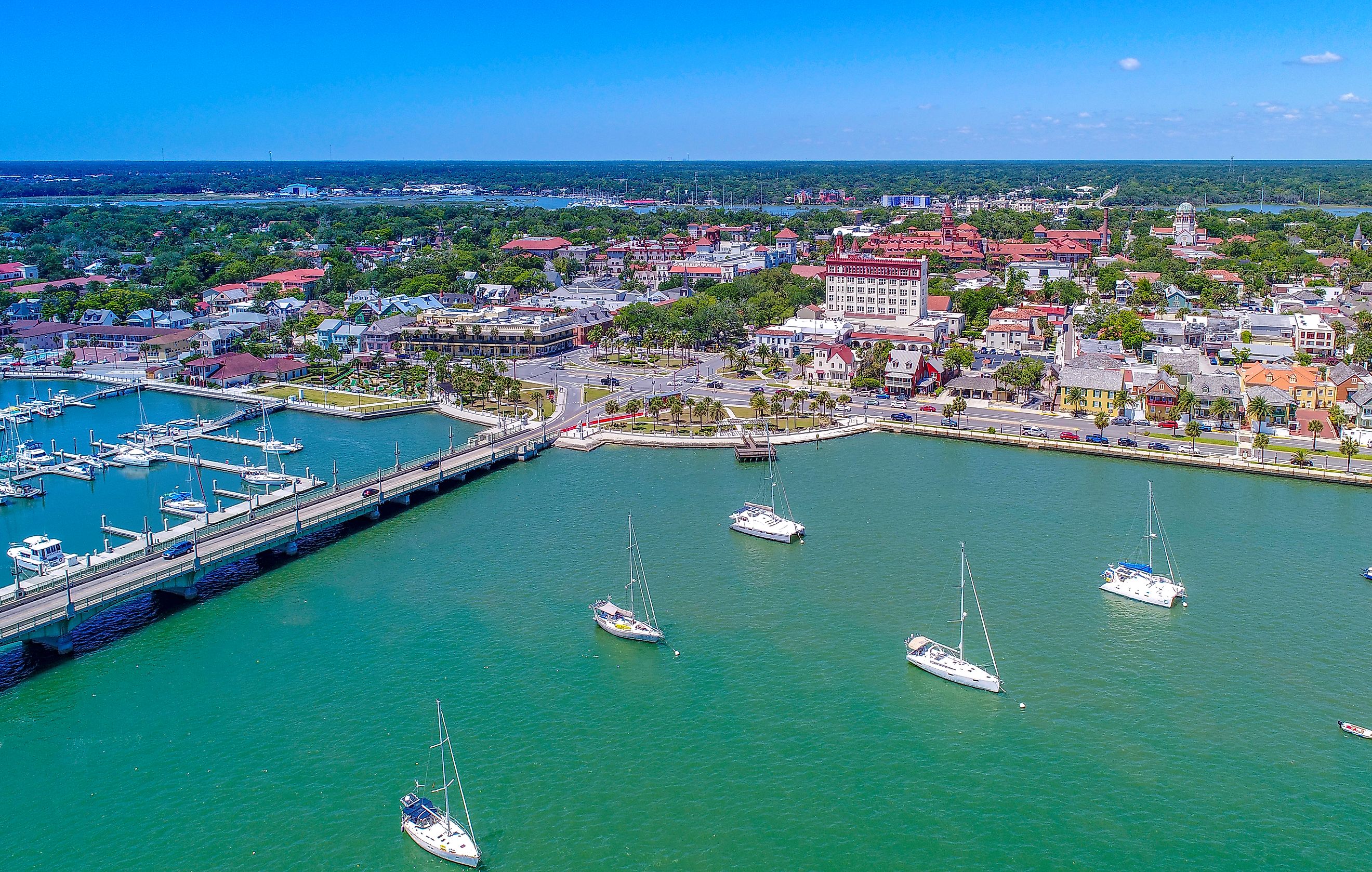 Aerial view of the town of St. Augustine, Florida.