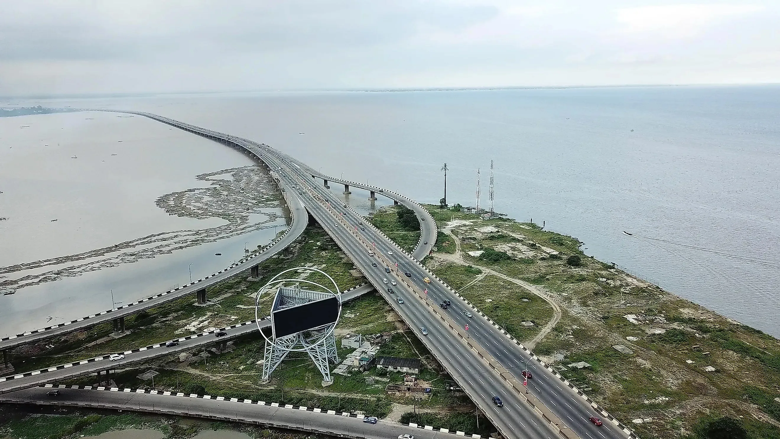 Aerial view of  Third Mainland Bridge, Nigeria.