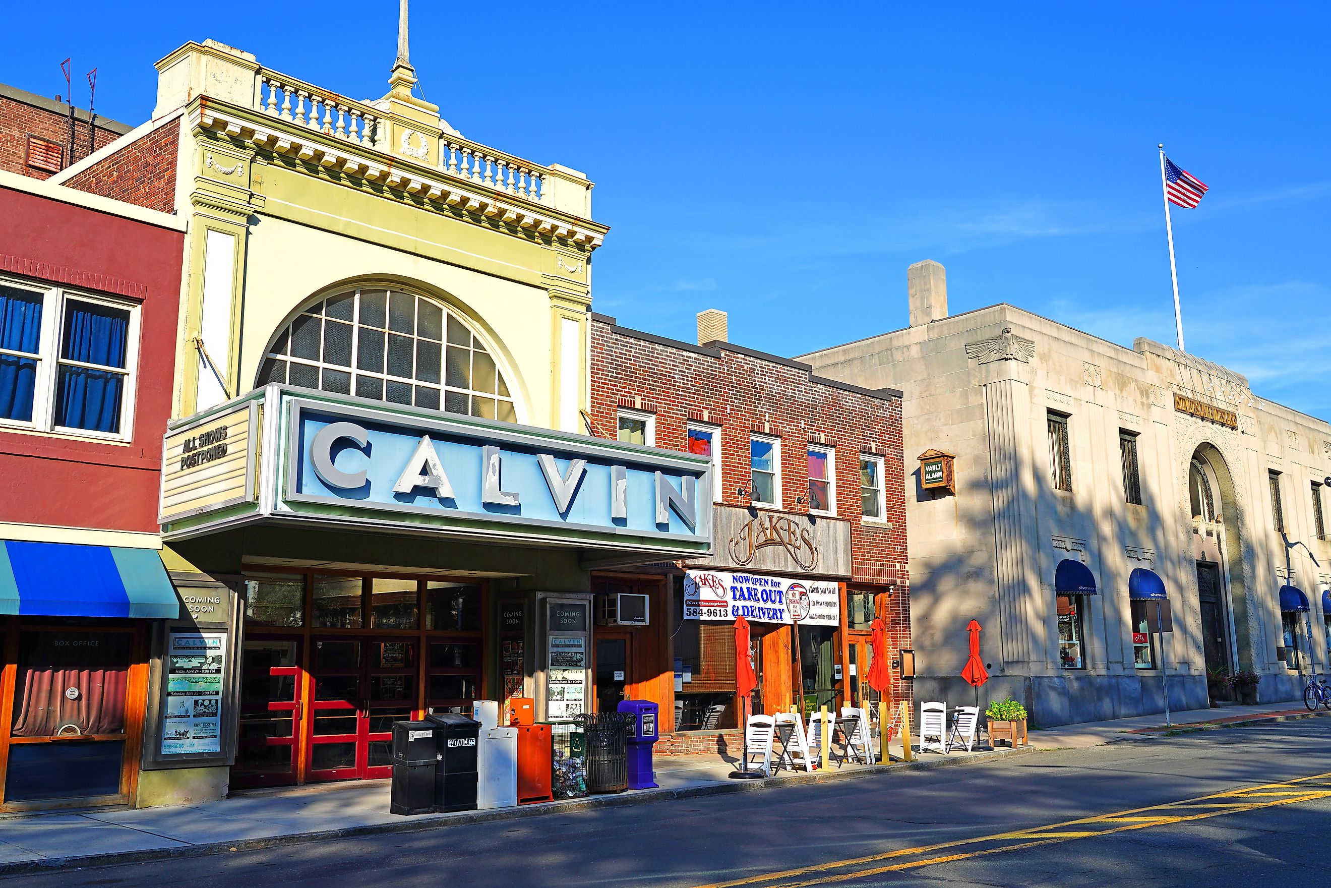 View of buildings in downtown Northampton, Massachusetts. Editorial credit: EQRoy / Shutterstock.com.