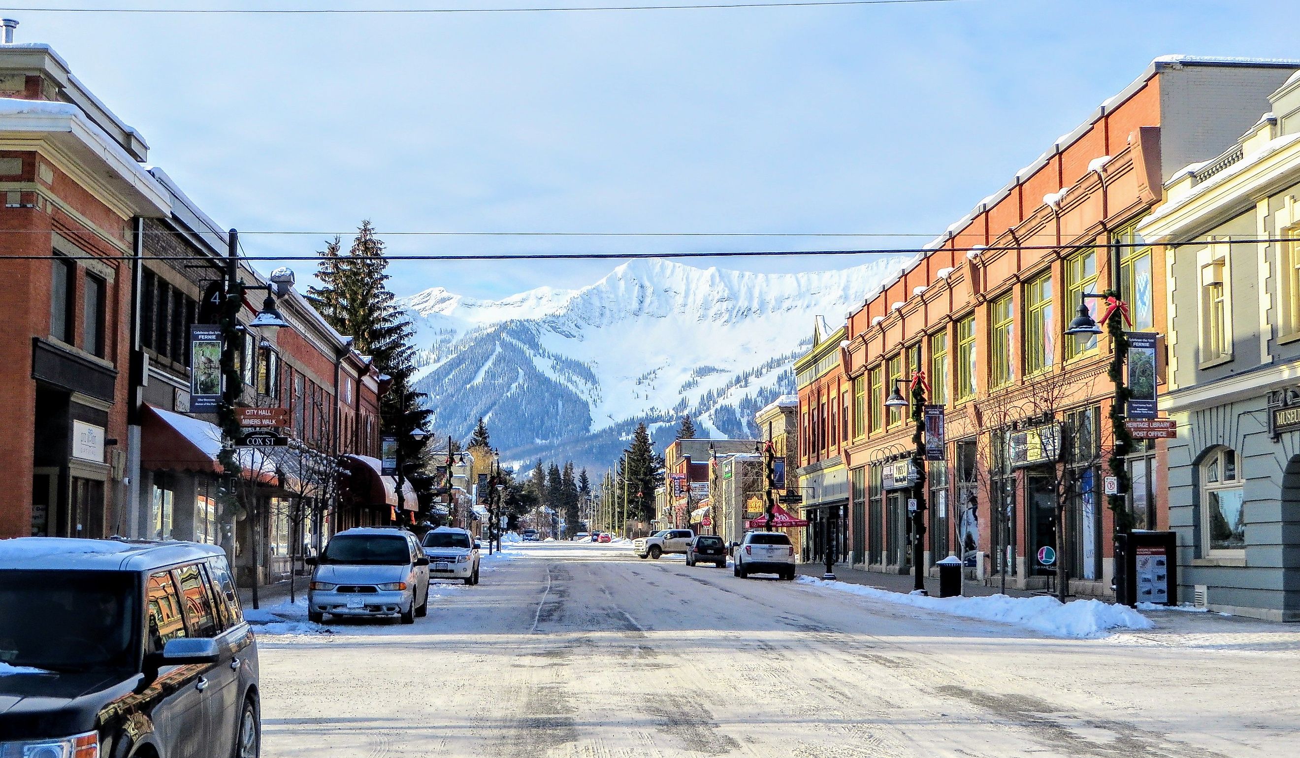 A view down the streets of downtown Fernie, British Columbia, Canada. Editorial credit: christopher babcock / Shutterstock.com