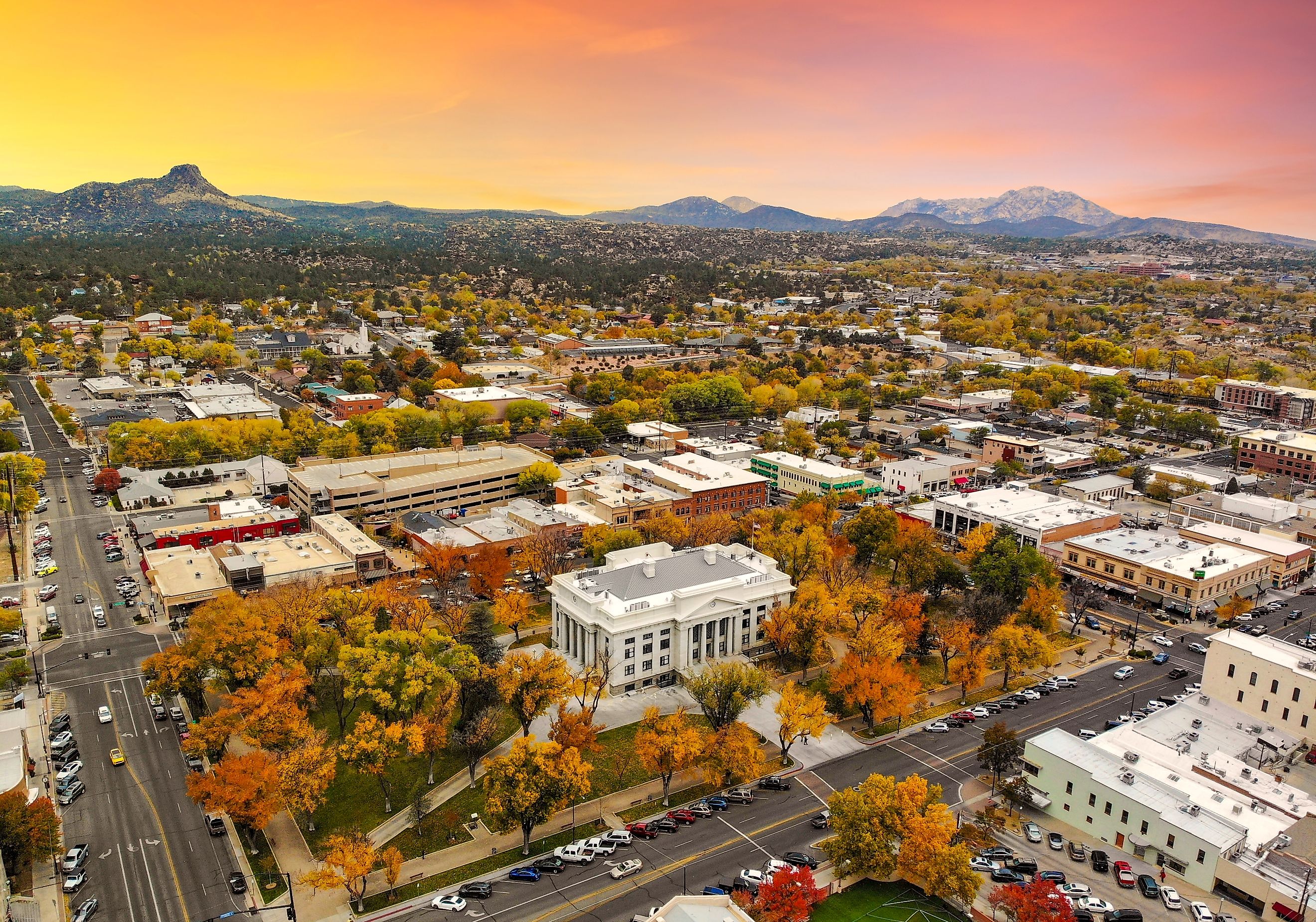 A fall view of the Prescott Square in Prescott, Arizona.