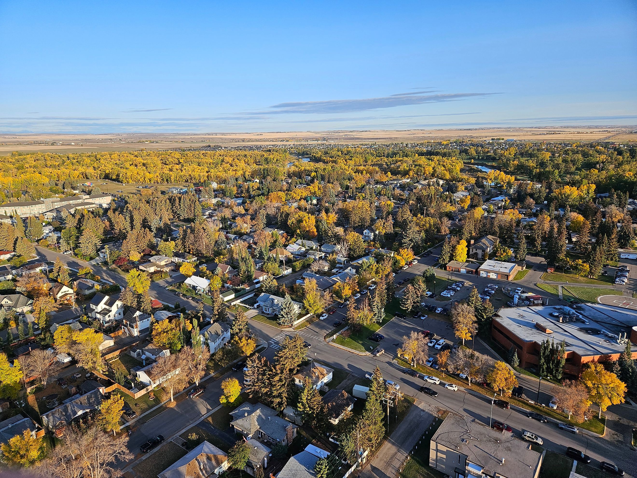 Aerial view of High River in Alberta, Canada.