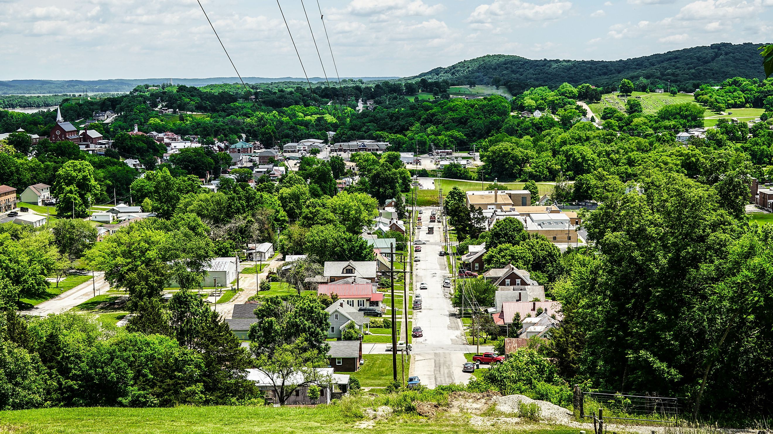 Aerial view of Hermann, Missouri.