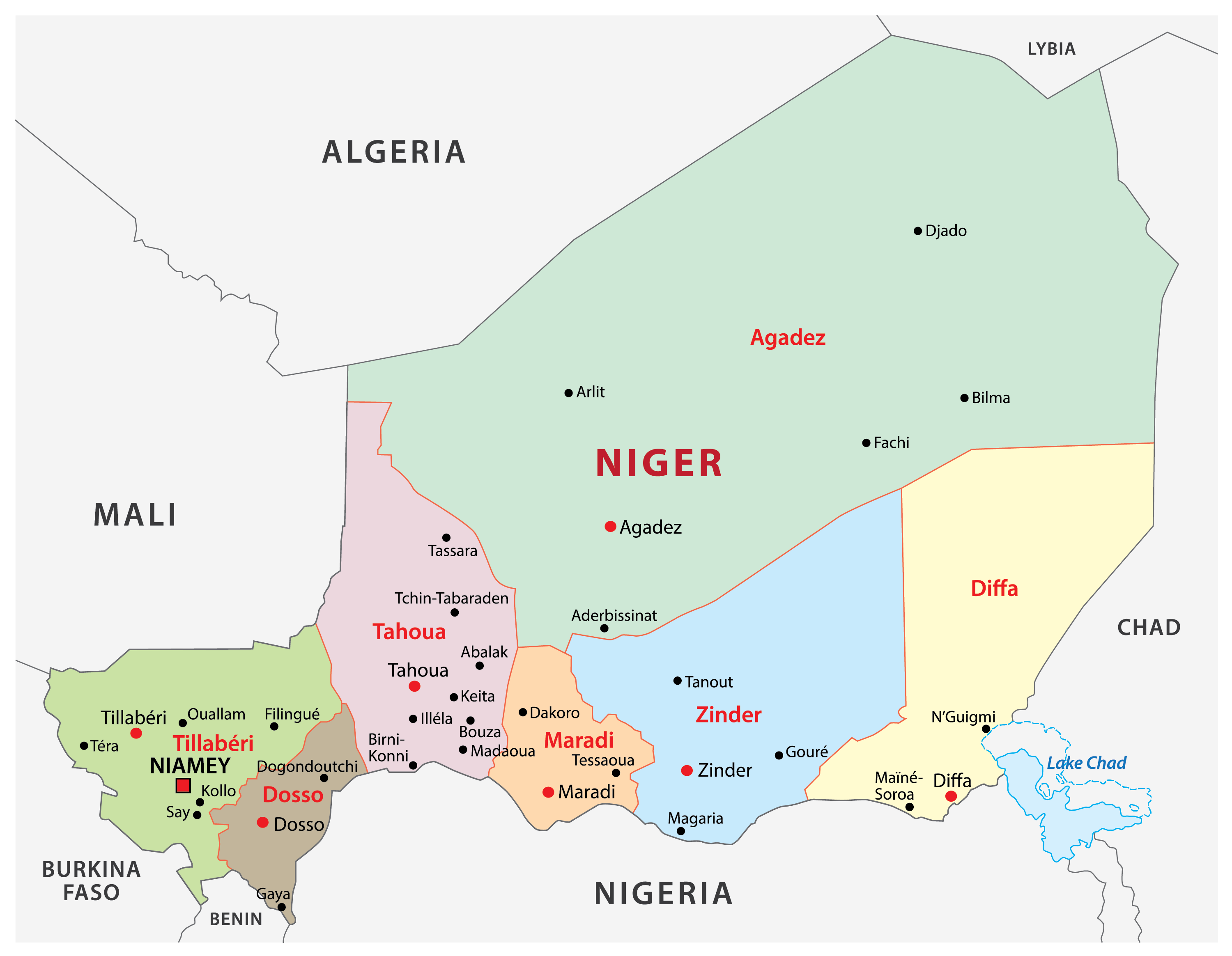 Regions Of Niger Map 