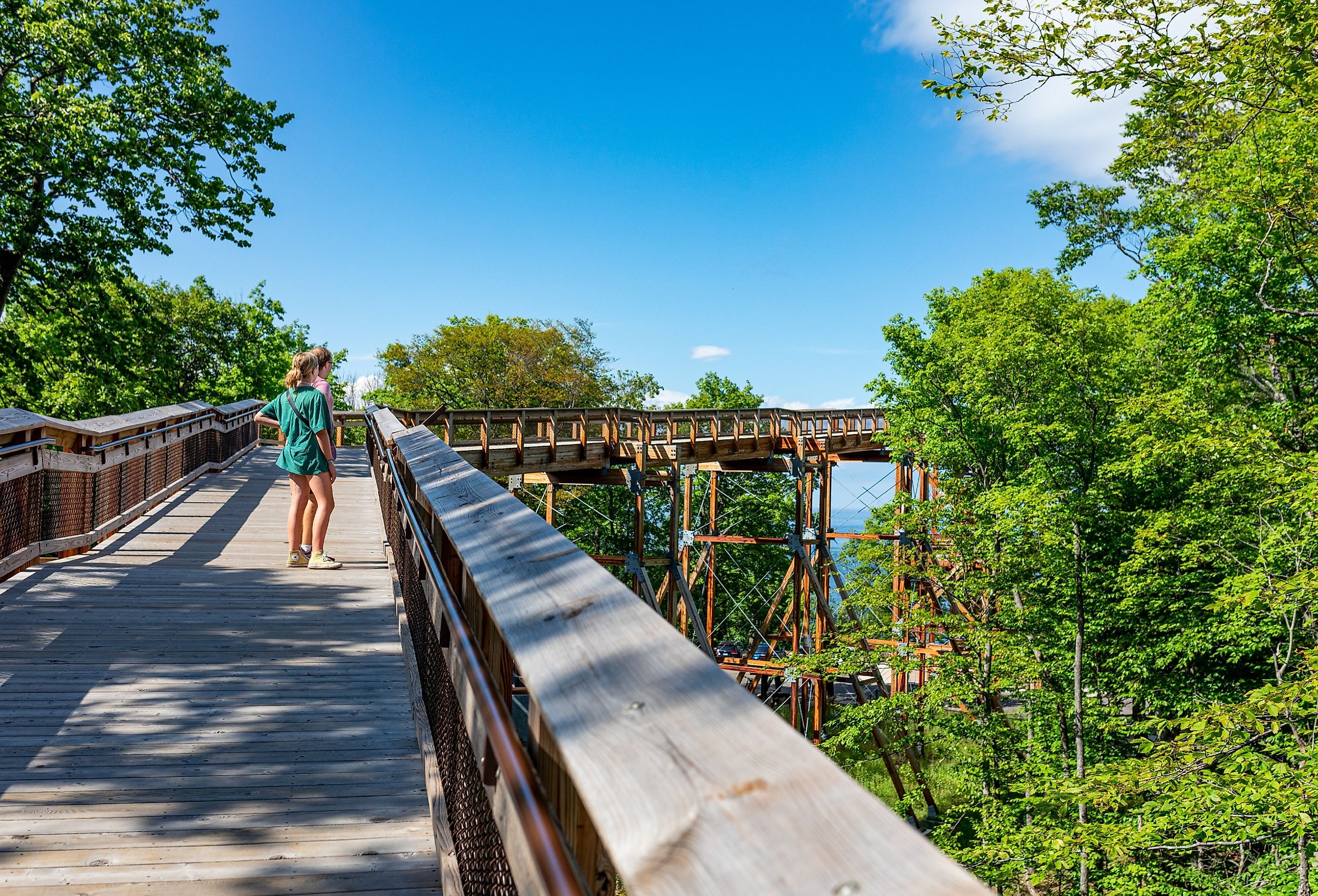 Siblings walking on the ramp at Eagle Tower in Peninsula State Park, Wisconsin. Image credit Christine Dannhausen-Brun via Shutterstock