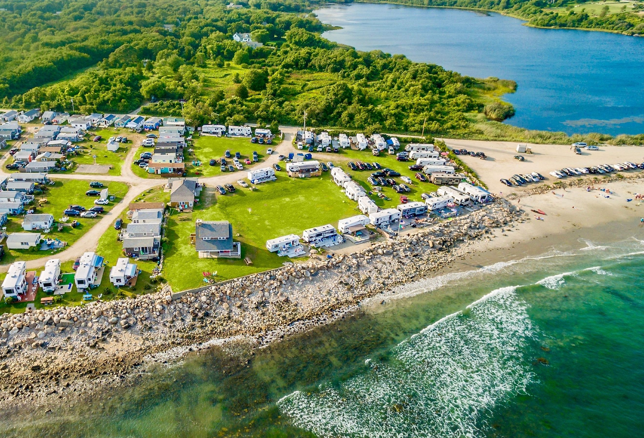 Overlooking the beachfront campground in Little Compton, Rhode Island.