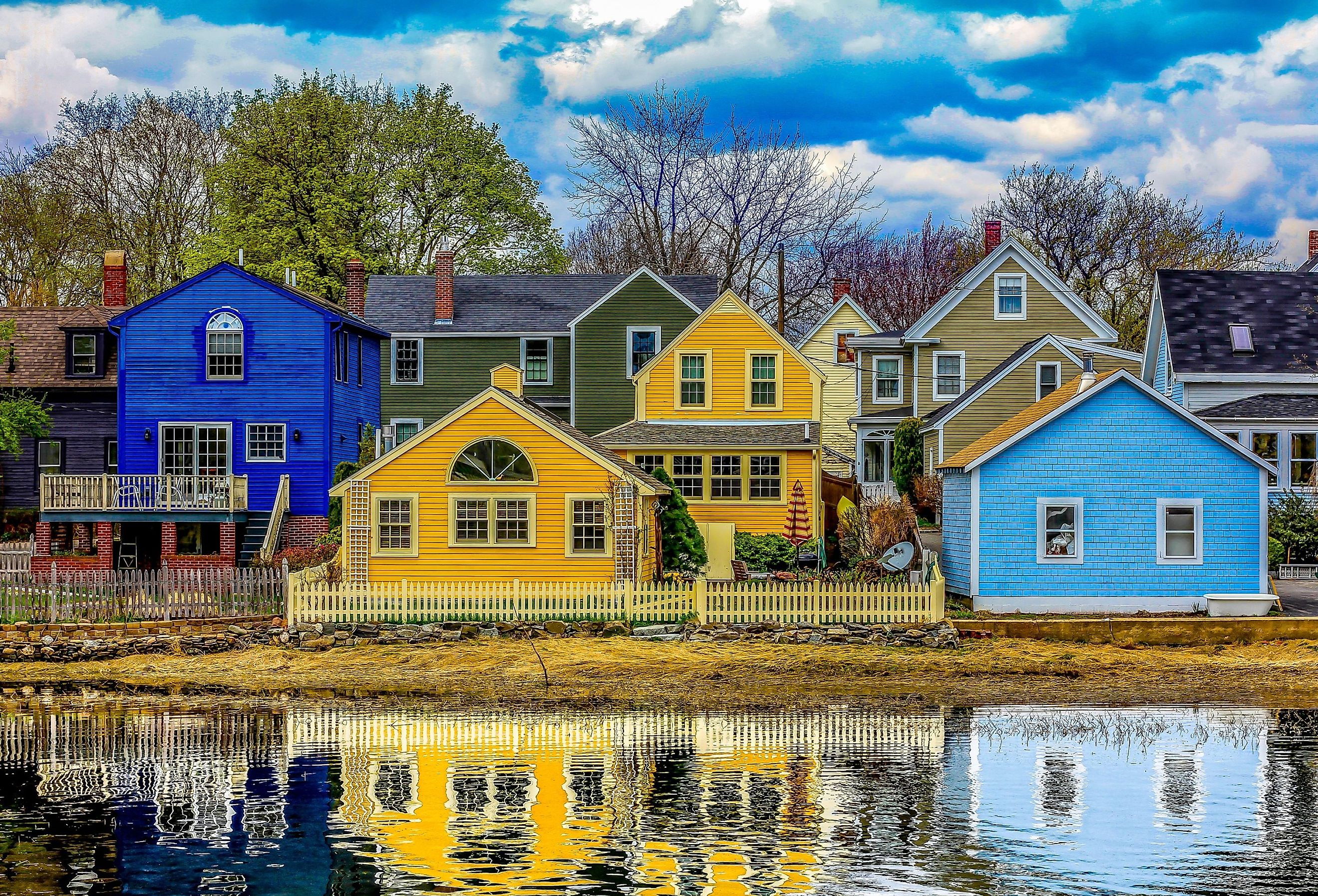 Colorful homes in Portsmouth, New Hampshire.