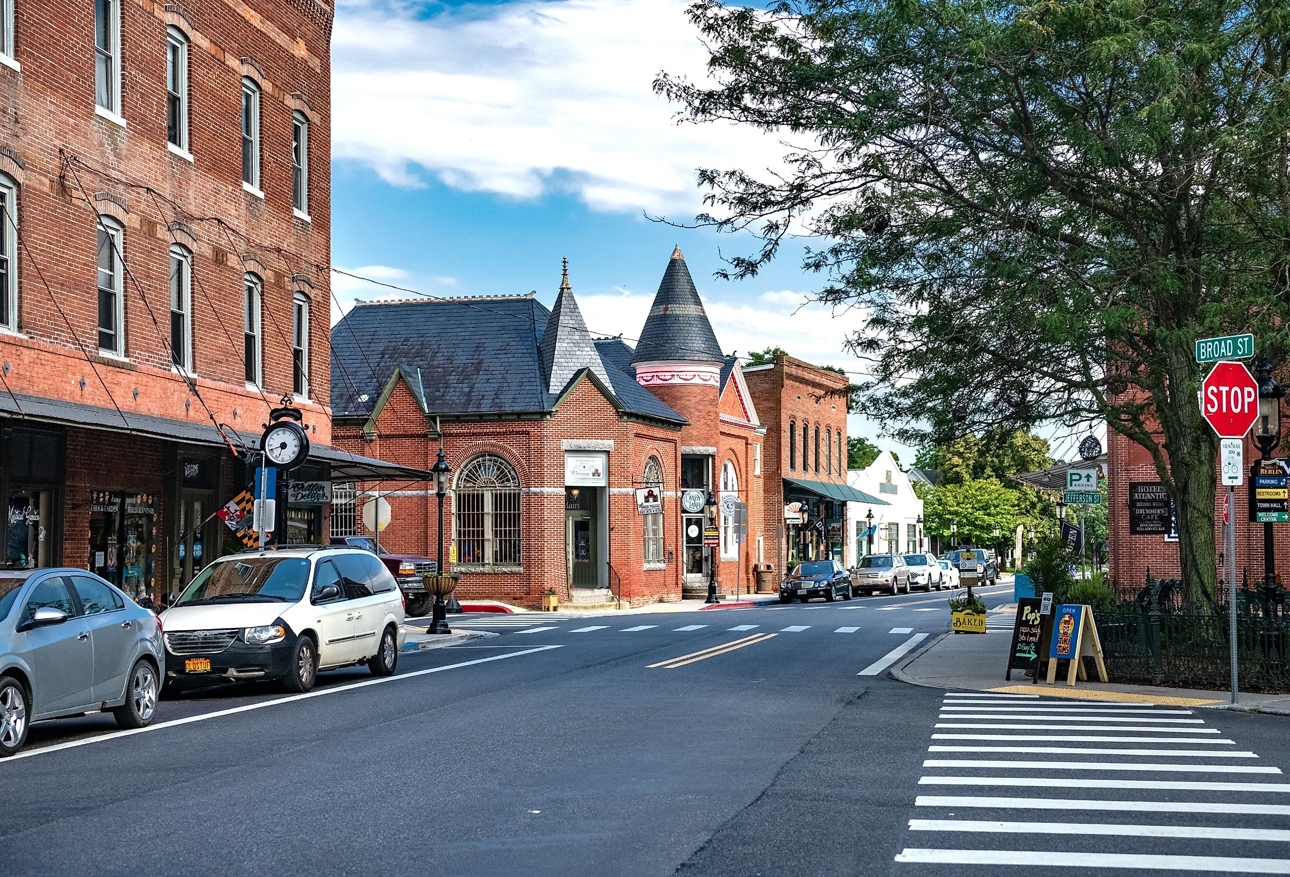 Old historic brick buildings and narrow streets in Berlin, Maryland. Image credit Kosoff via Shutterstock