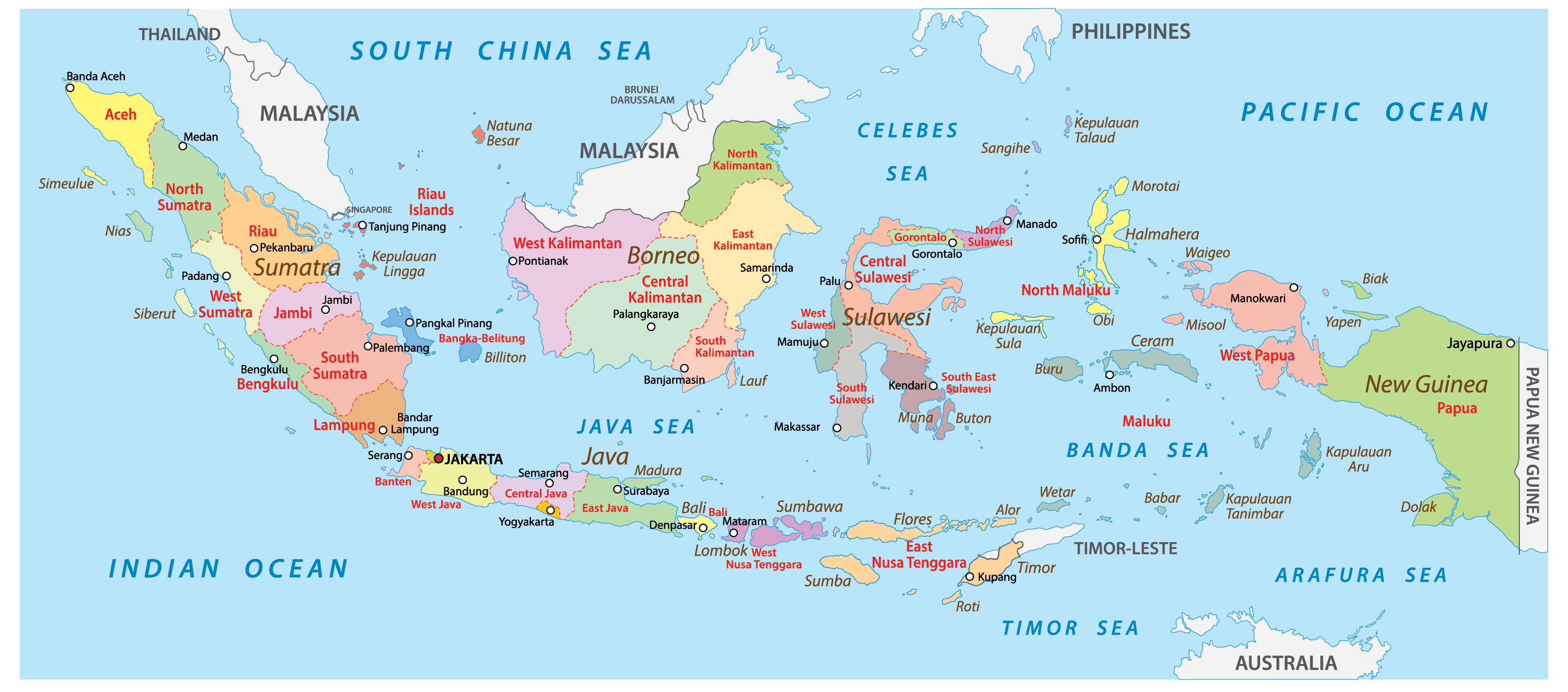 Java And Sumatra Map / Administrative Map Of Indonesia Nations Online