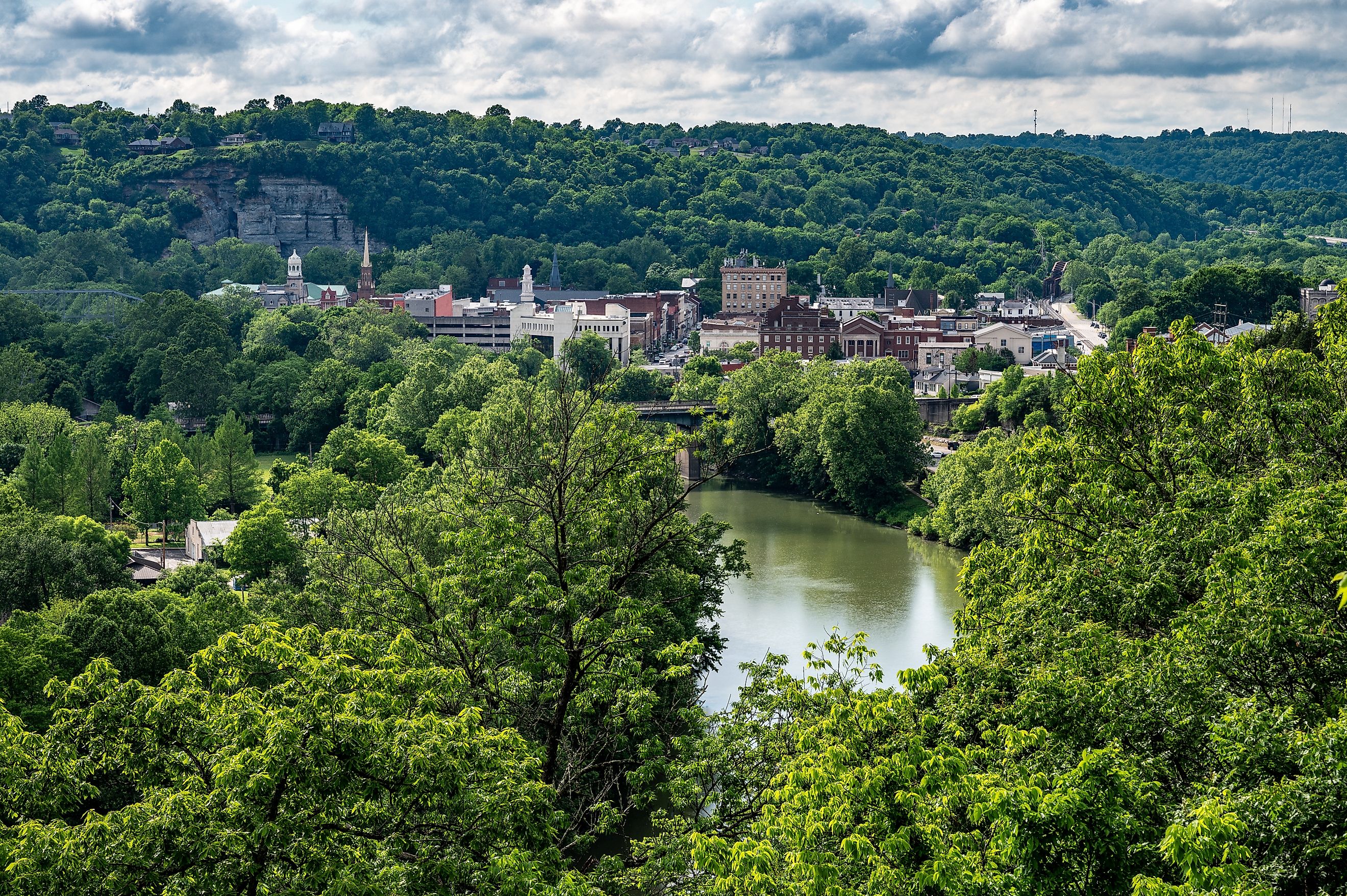 Aerial view of Frankfort, Kentucky.