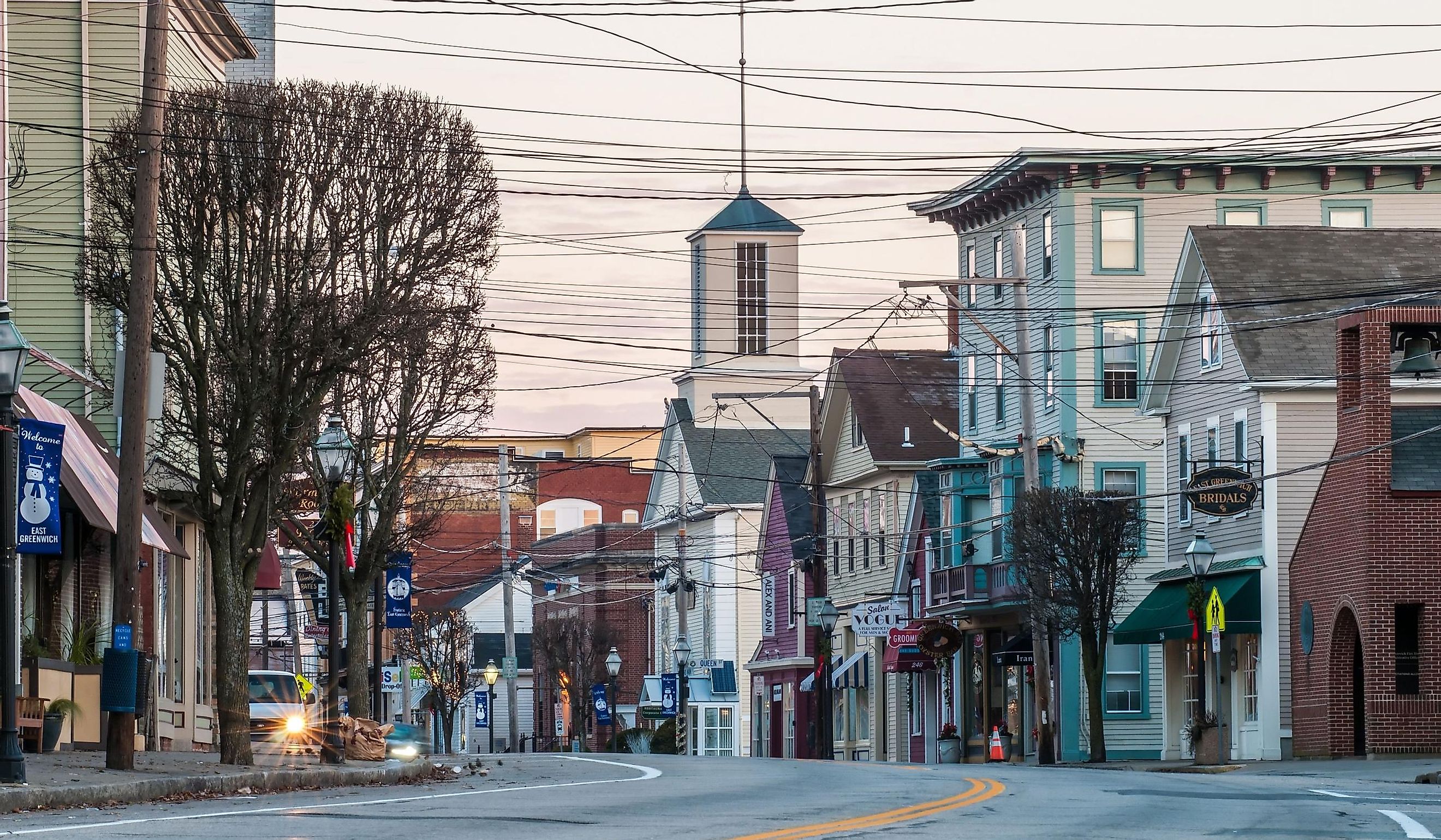 Town of East Greenwich, Rhode Island street scenes early morning in December. Editorial Credit: digidreamgrafix / Shutterstock.com