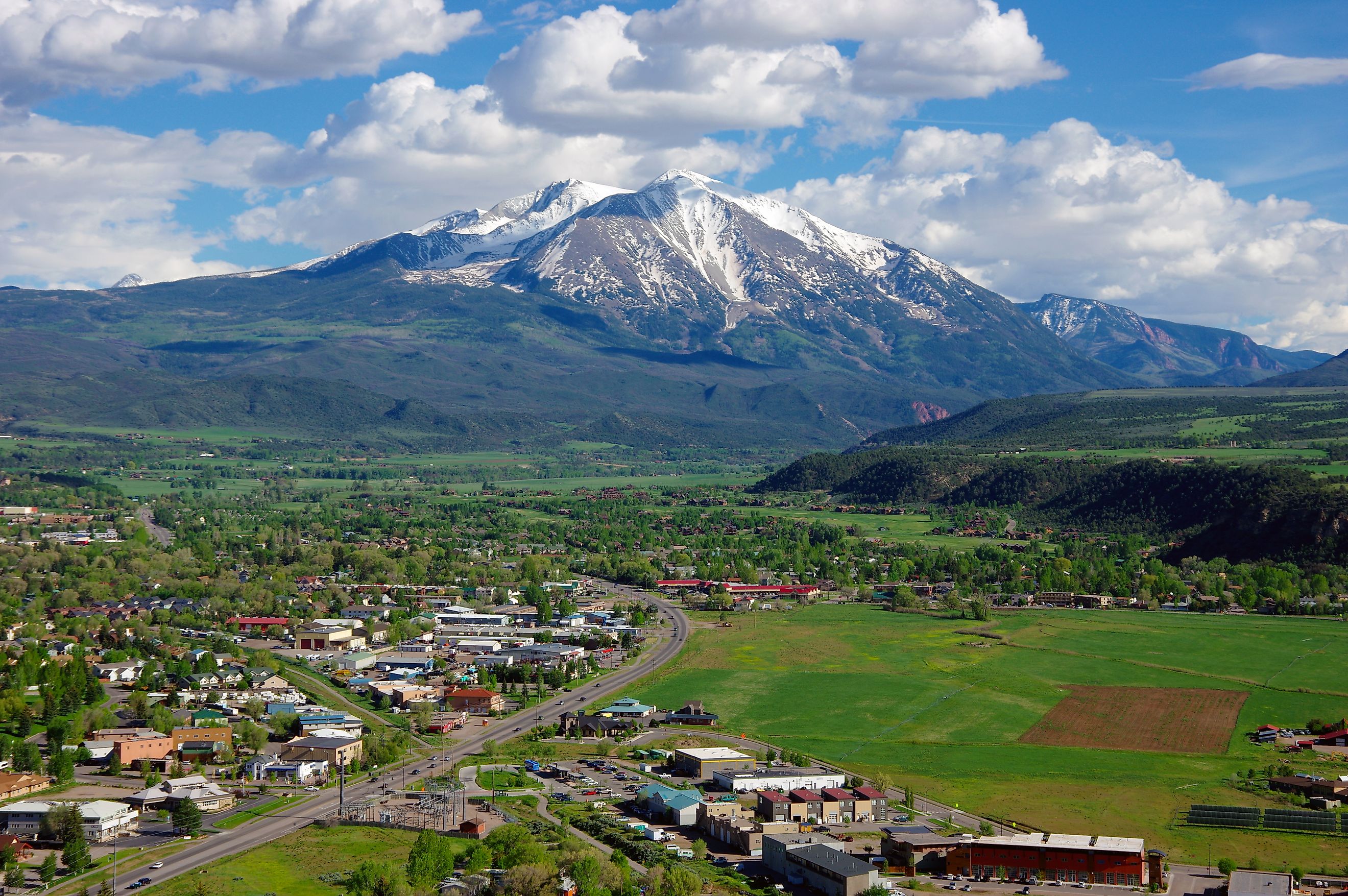 Aerial view of Carbondale, Colorado.