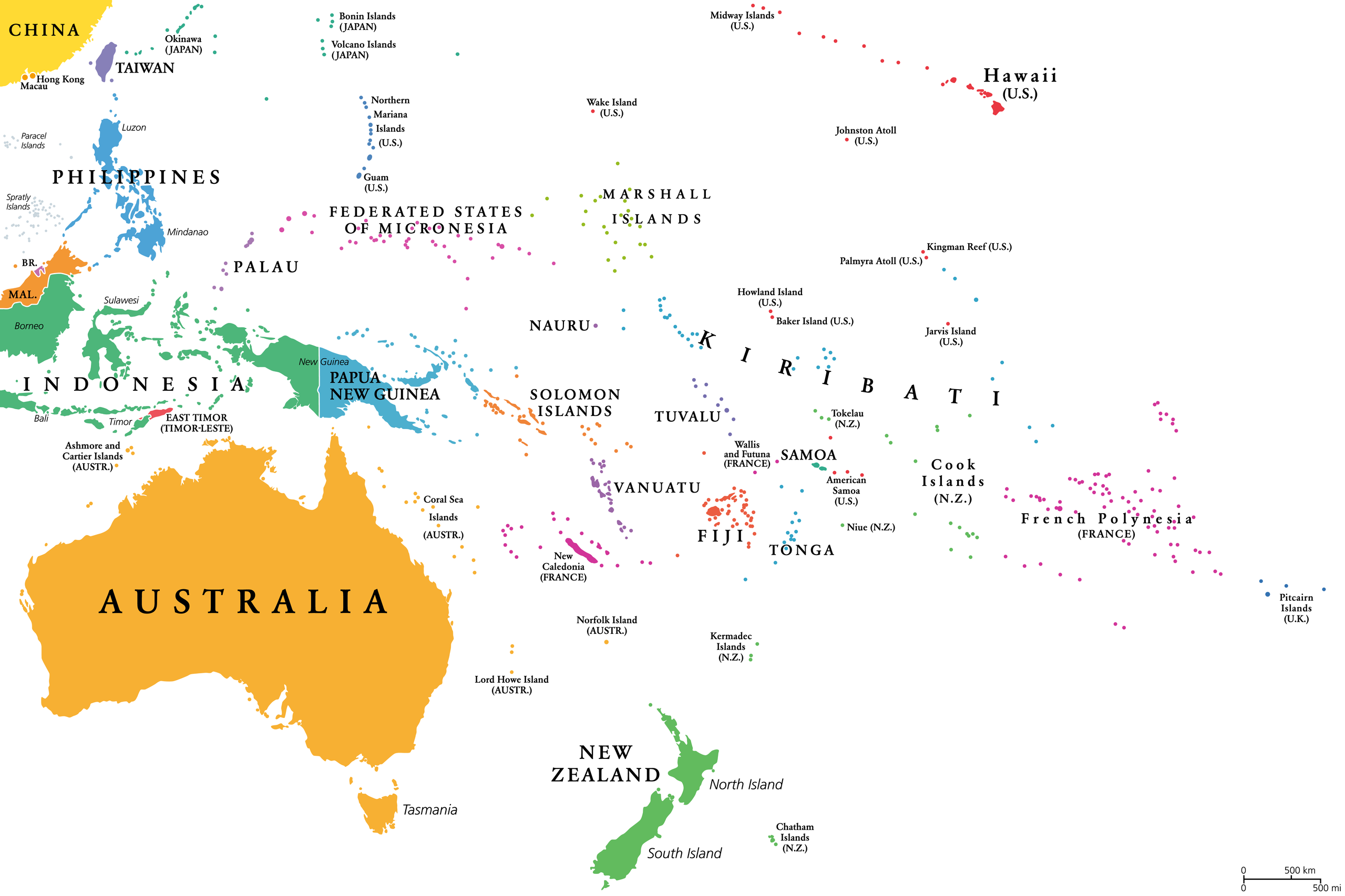 How Many Countries Are There In Oceania WorldAtlas   Map Of Oceania 