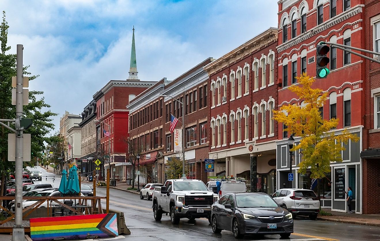 Main Street in the downtown of the city of Bangor, Maine. Image credit TLF Images via Shutterstock