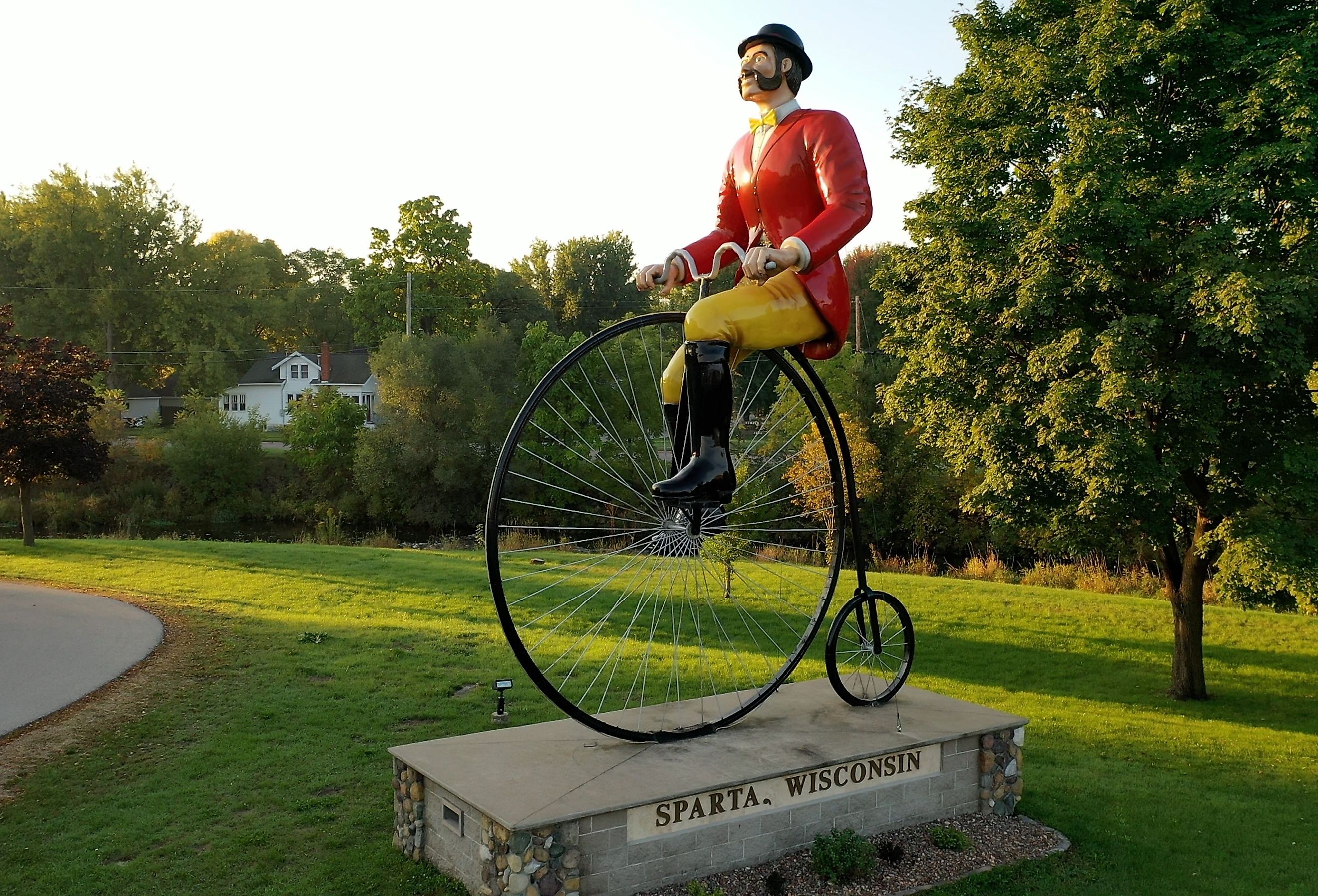 Large cyclist statue in Sparta, Wisconsin. Image credit Lena Platonova via Shutterstock.