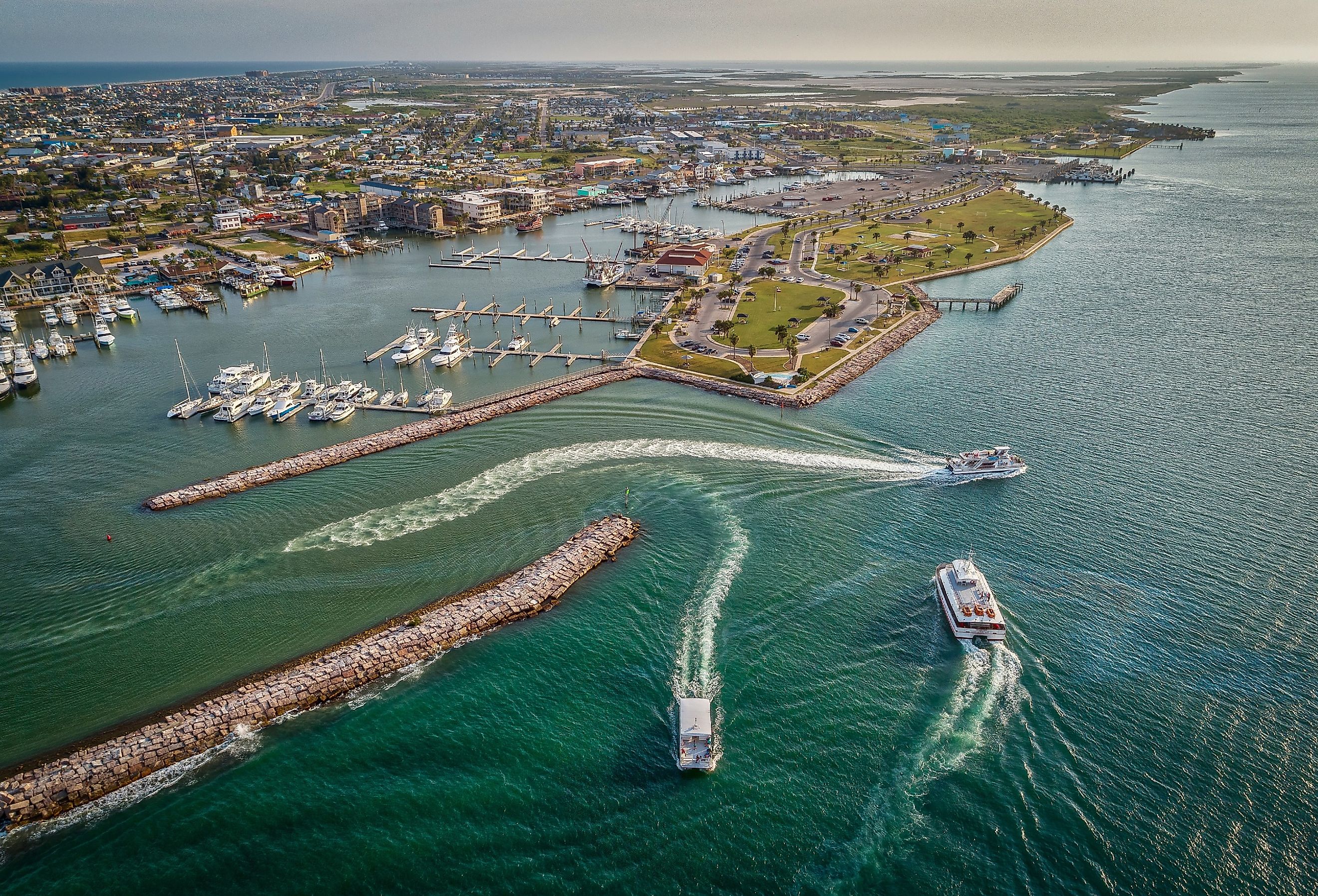 Overlooking Port Aransas, Texas marina.