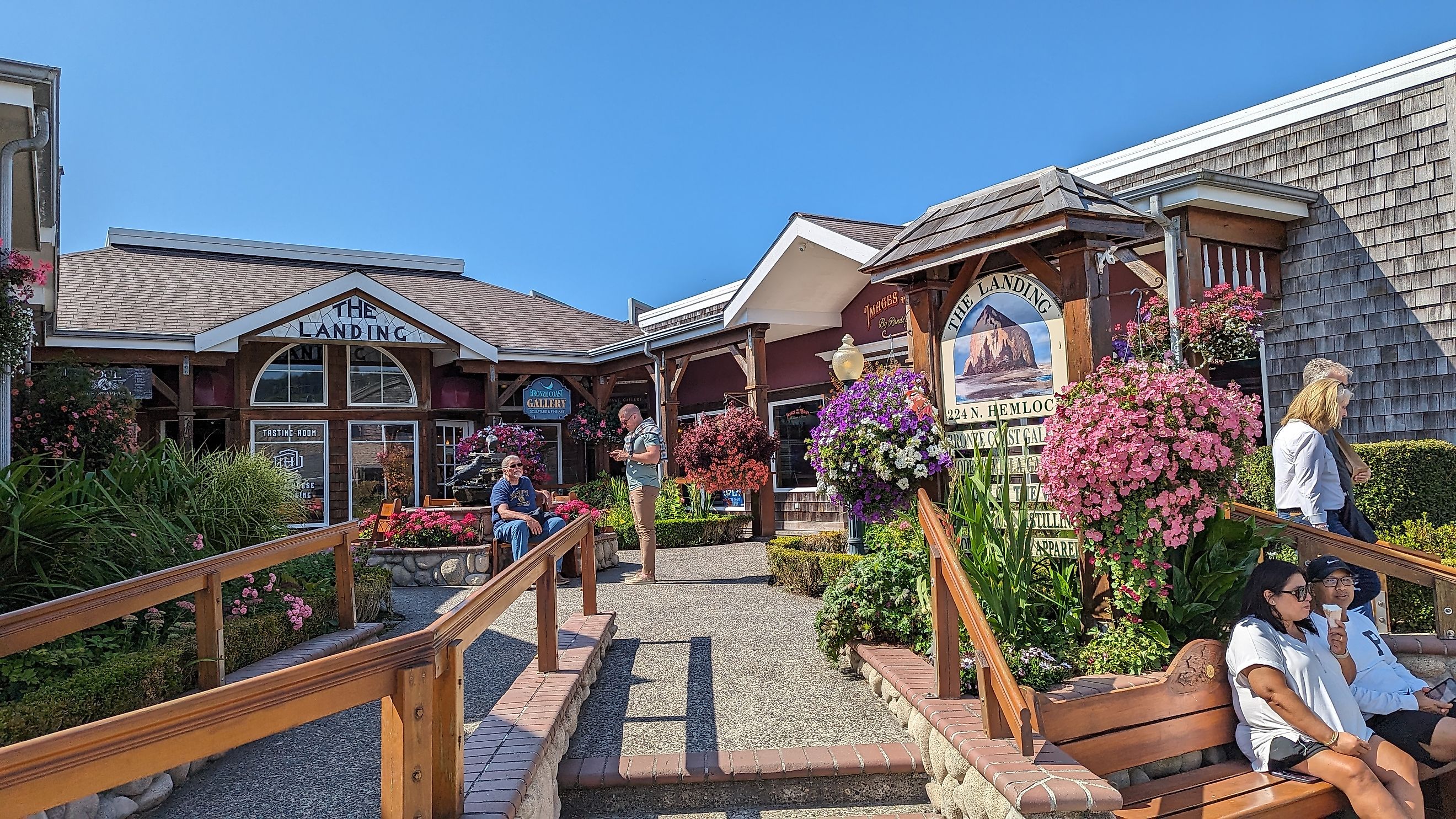 The Landing shopping center in downtown Cannon Beach, Oregon. Editorial credit: quiggyt4 / Shutterstock.com