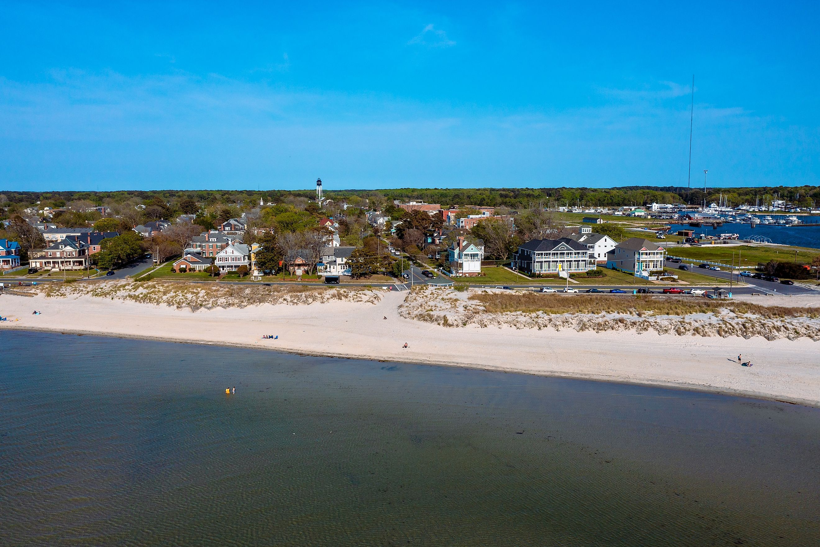 View of the Chesapeake Bay shore along Cape Charles, Virginia.