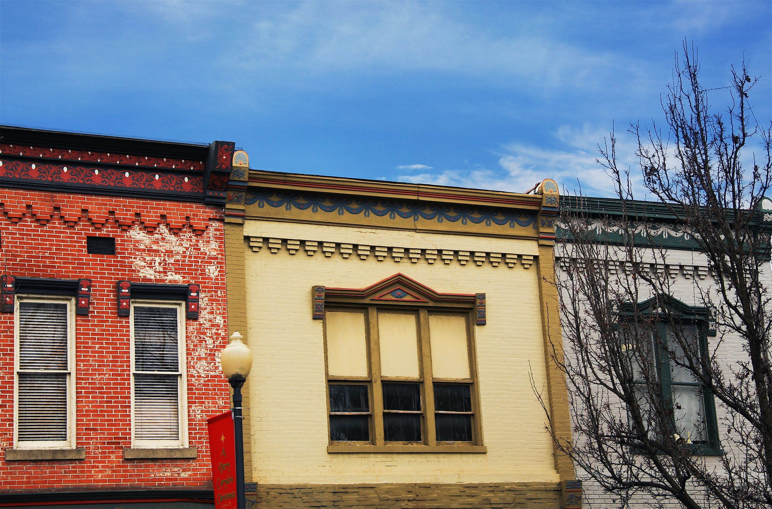 Historic buildings in downtown Corydon, Indiana.