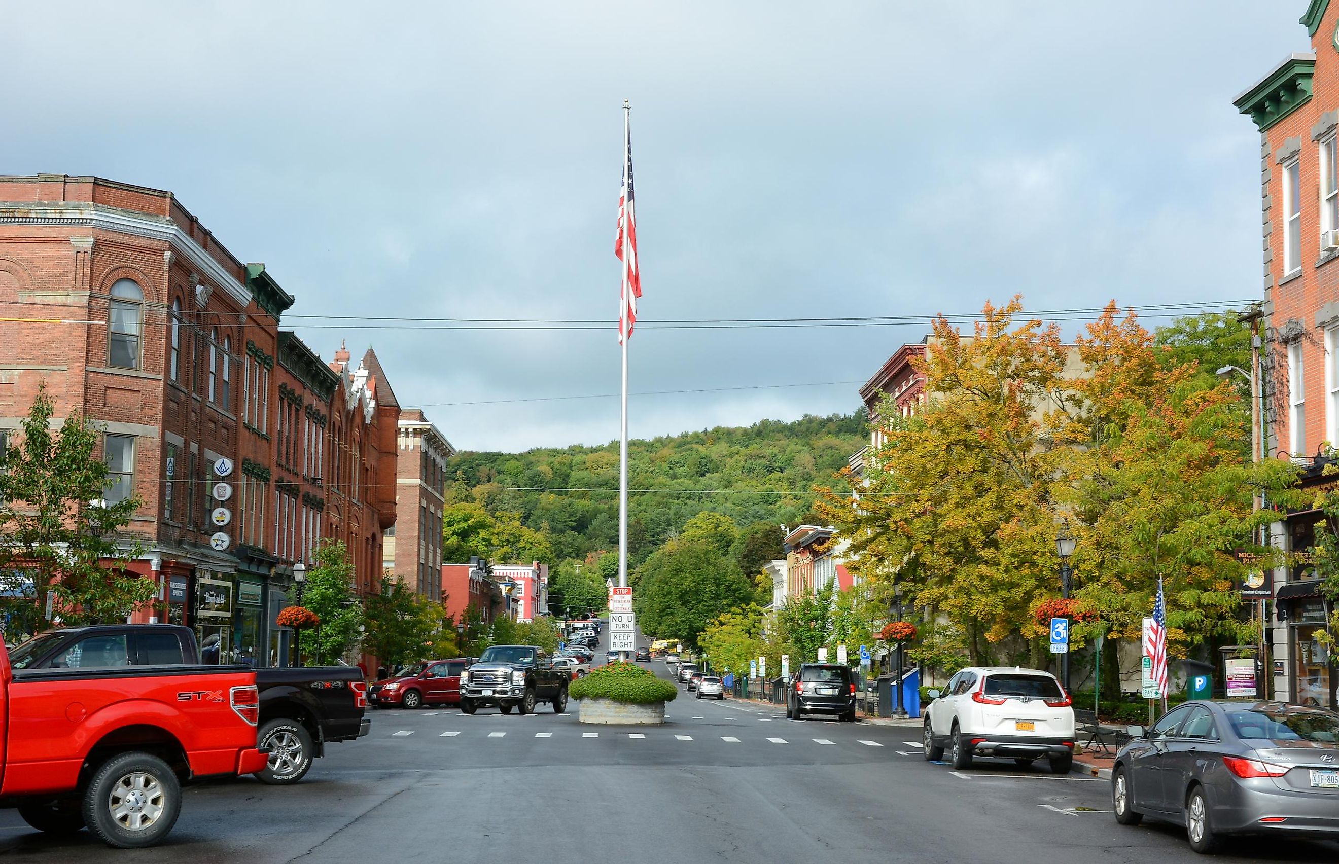 COOPERSTOWN, NEW YORK - SEPT 28, 2018: Main Street in the upstate town and home of the National Baseball Hall of Fame.