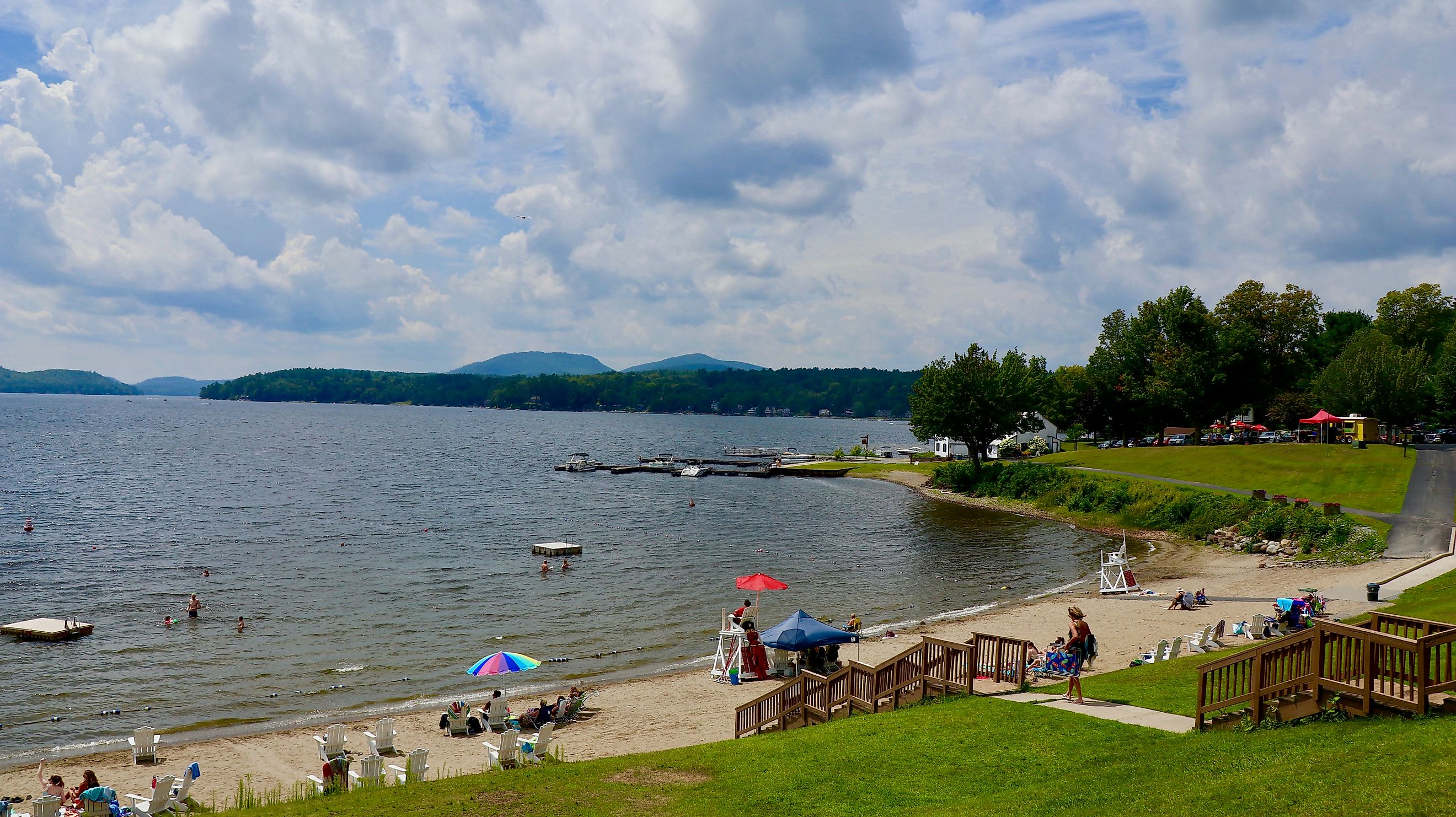 Summertime Scene at Schroon Lake beach.