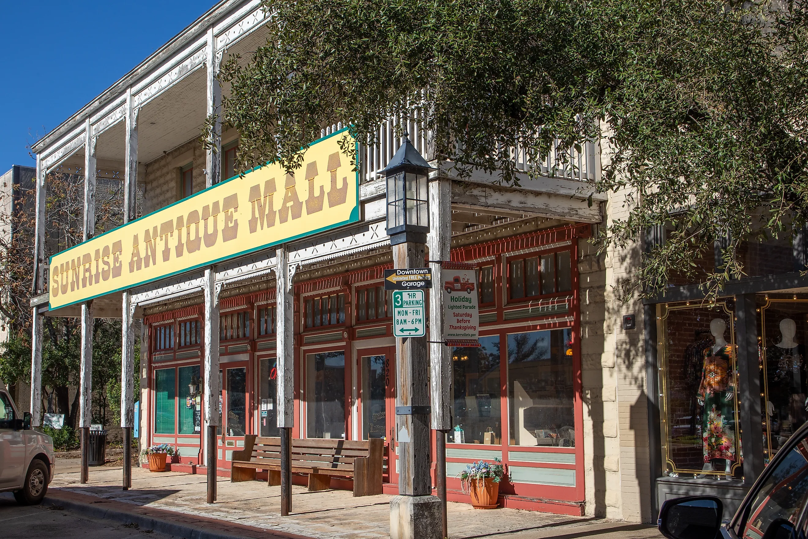Rustic antique mall in the town of Kerrville, Texas. Editorial credit: travelview / Shutterstock.com