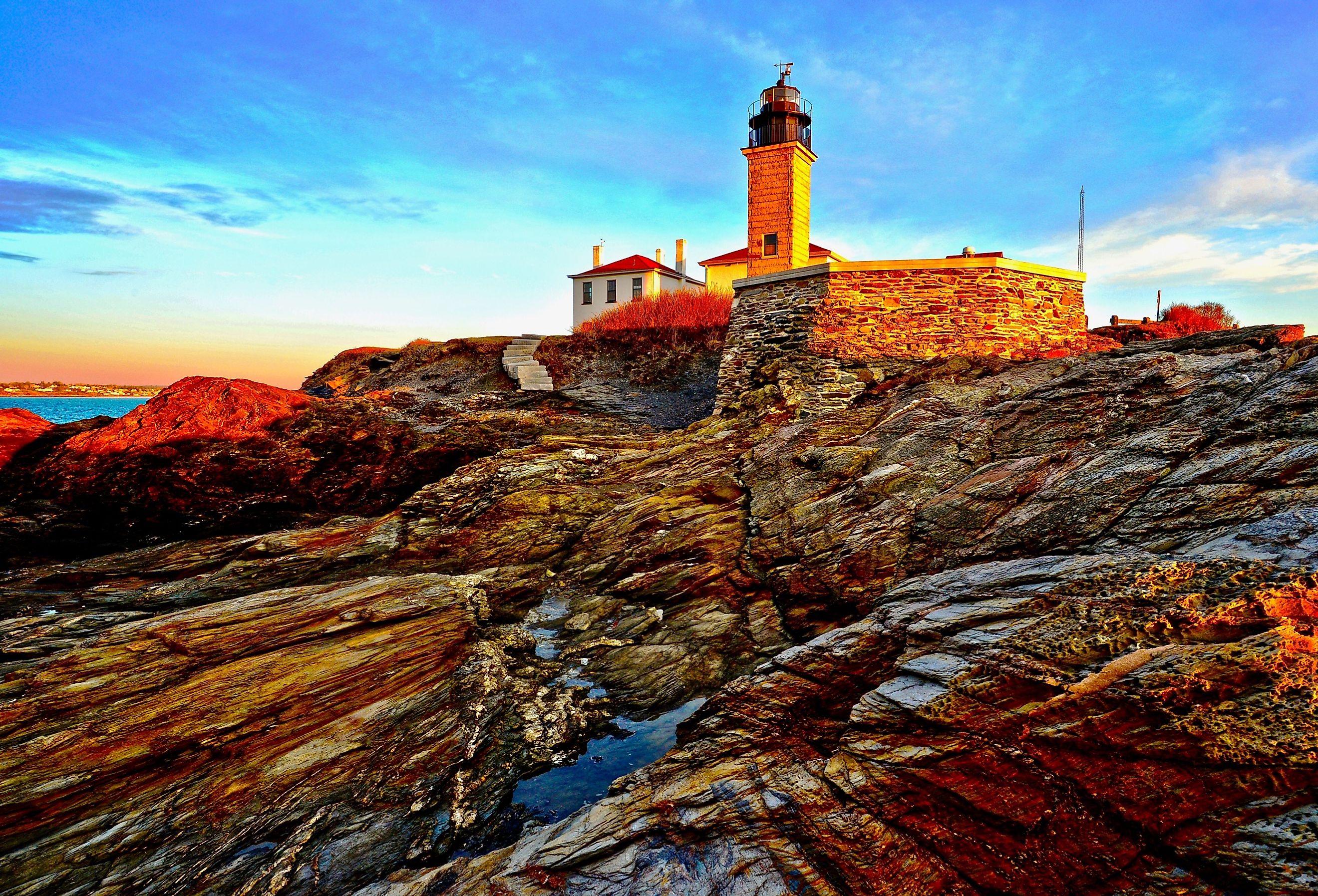 Beavertail lighthouse during the winter Solstice, Jamestown, RI.