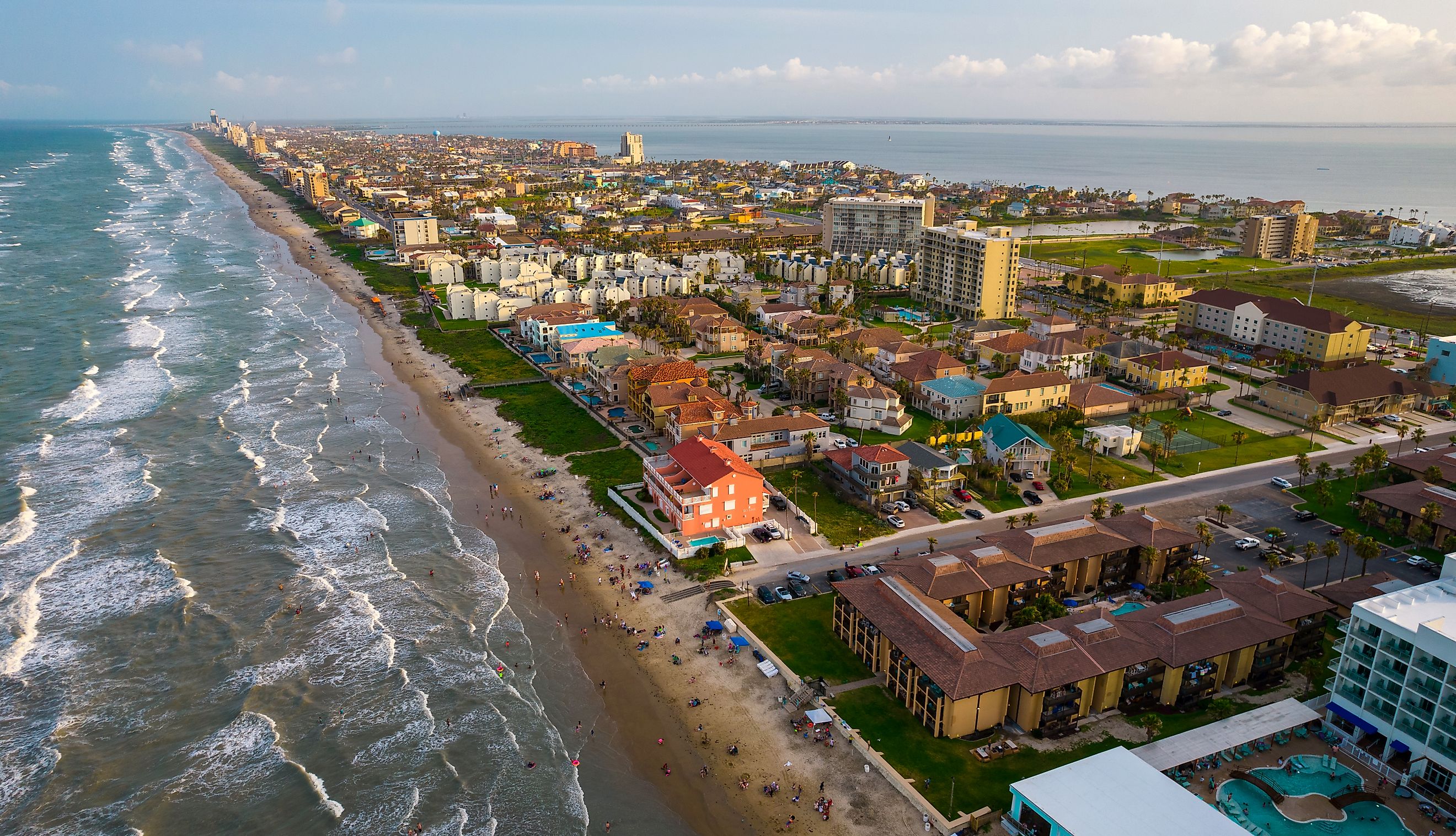 Aerial view of South Padre Island, Texas.